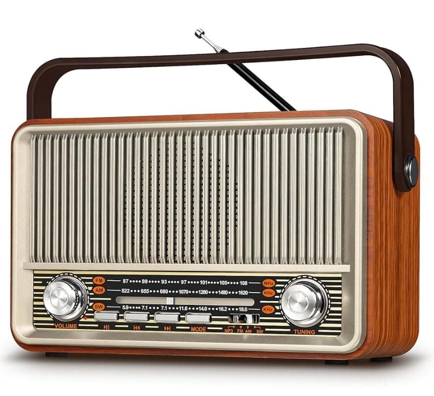 PRUNUS J120 Retro Vintage Radio AM FM, Portable Shortwave Radio with, AC, Rechargeable Battery Operated Radio with Best Reception, Loud Speaker, Support AUX/TF Card/USB Playing