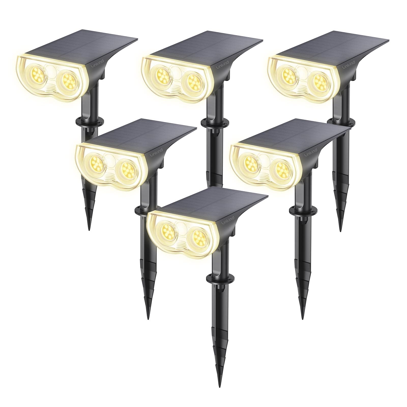 Linkind Solar Lights Outdoor Waterproof LED Spotlights Warm White 6 Pack