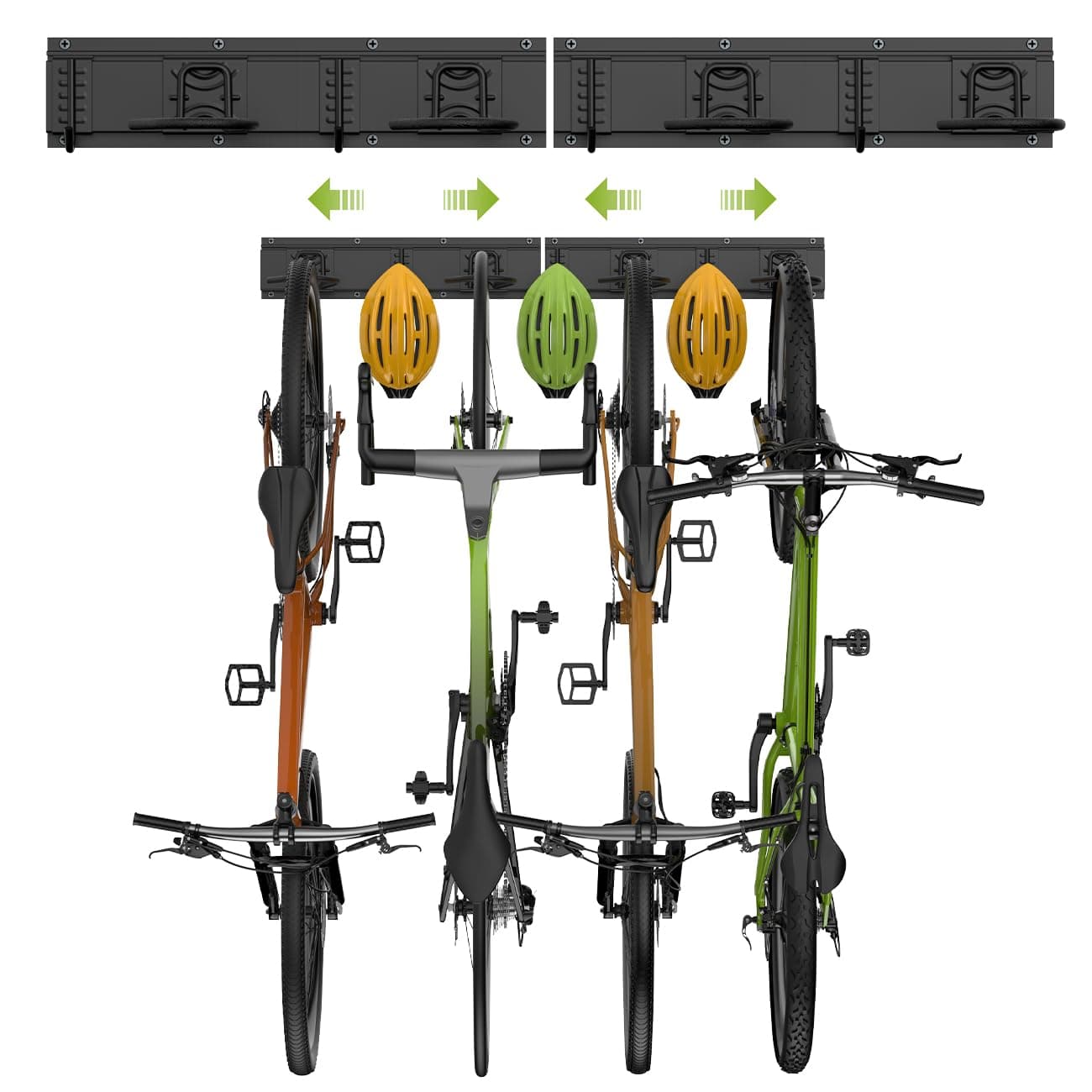 Housolution Soporte de Pared para Bicicleta 32", para 4Bicicletas + 3Cascos