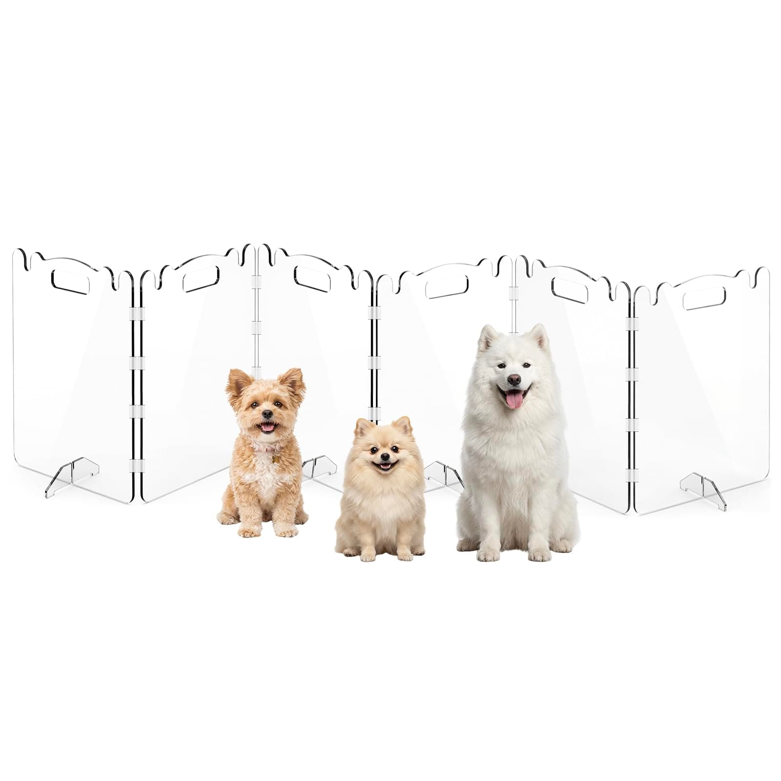 Iriisy Acrylic Dog Gate, 31in/80cm Tall Freestanding Clear Dog Gate for Doorways, Transparent Pet Gate Indoor for Large Openings & Stairs (6 Panel - 120'' W x 31'' H)