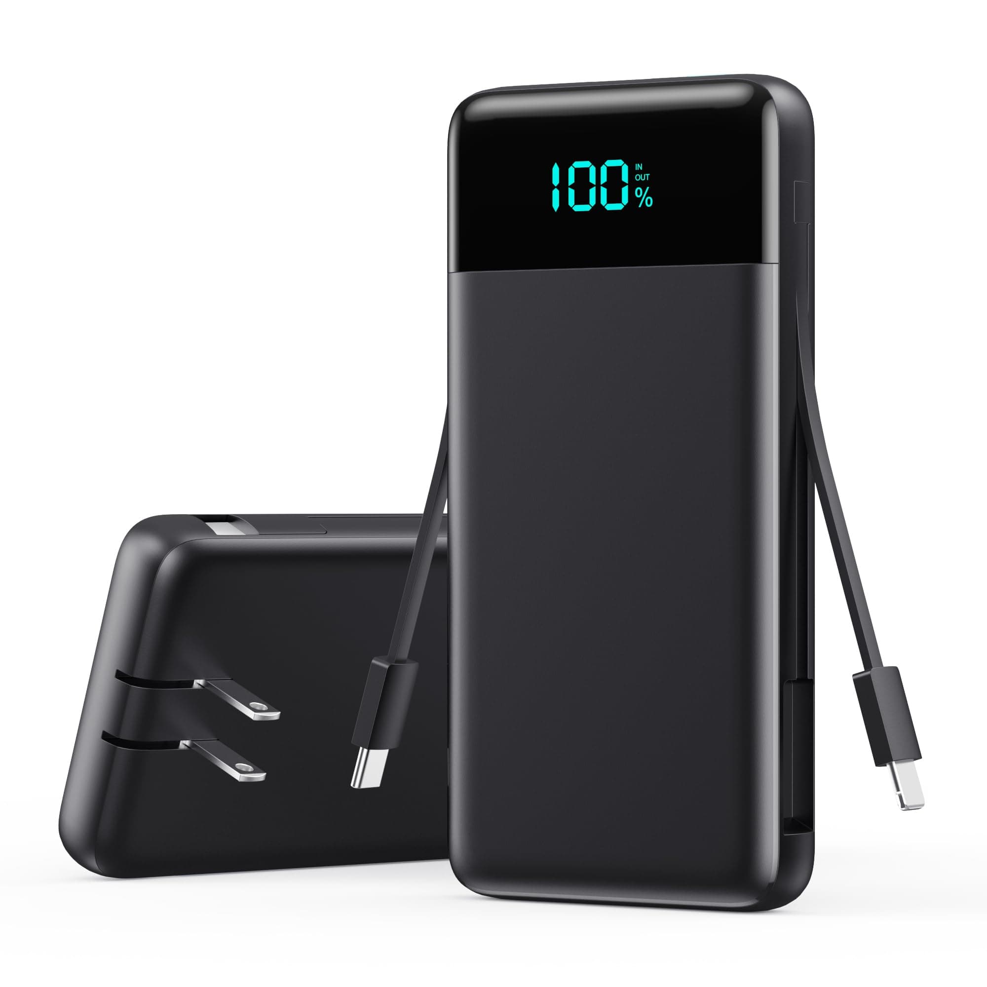 Portable Charger with Built-in AC Plug and Cables,13800mAh All in One USB C Fast Charging Power Bank,Travel Essentials Portable Phone Charger Battery Pack for iPhone 17/16/15/14/13,Galaxy,Android etc