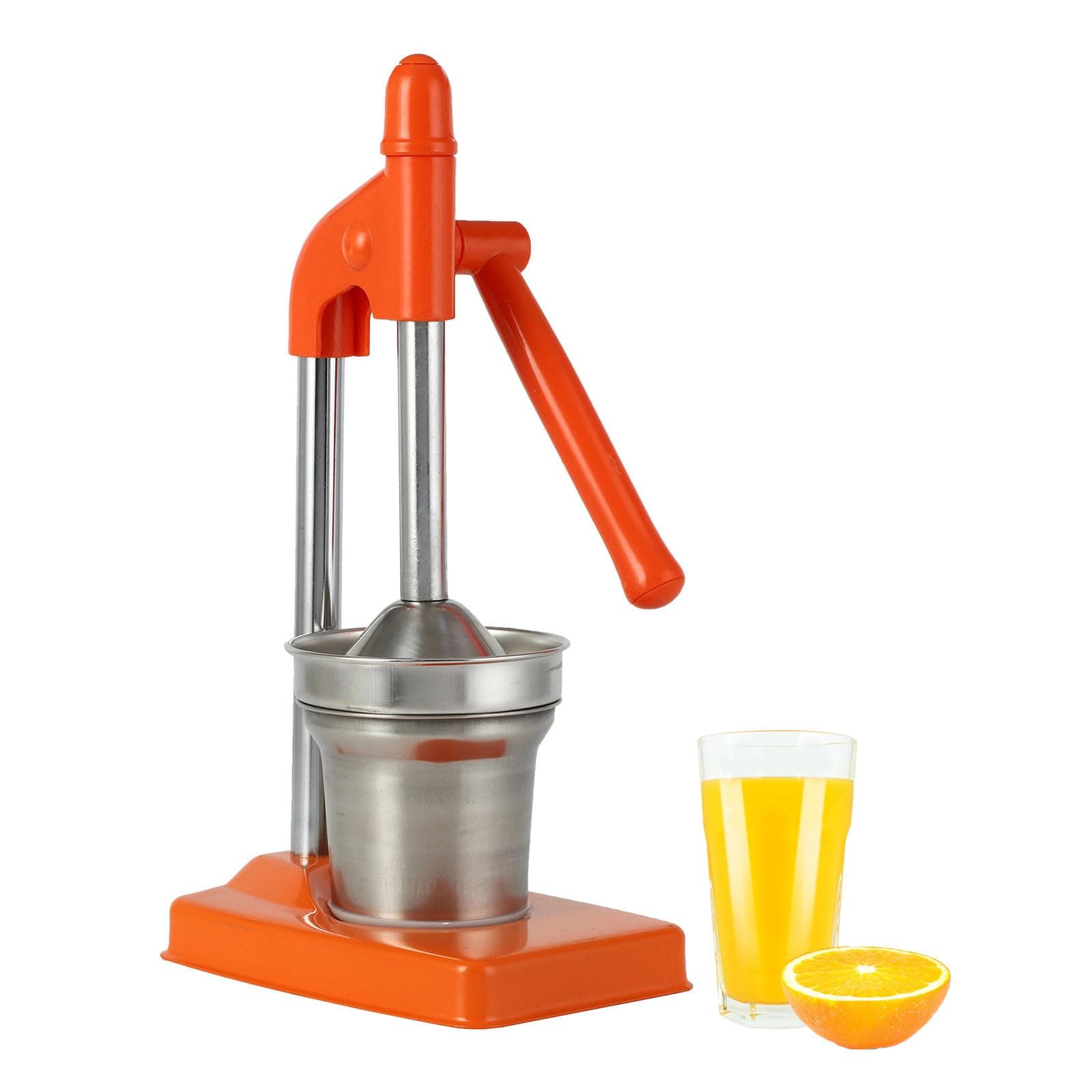 Professional Cast Iron Juicer Hand Press, Manual Juicer Stainless Steel Lemon Squeezer, Heavy Duty Countertop Lime Citrus Crush Machine for Fresh Lemonade Orange Juice Home and Kitchen (Orange)