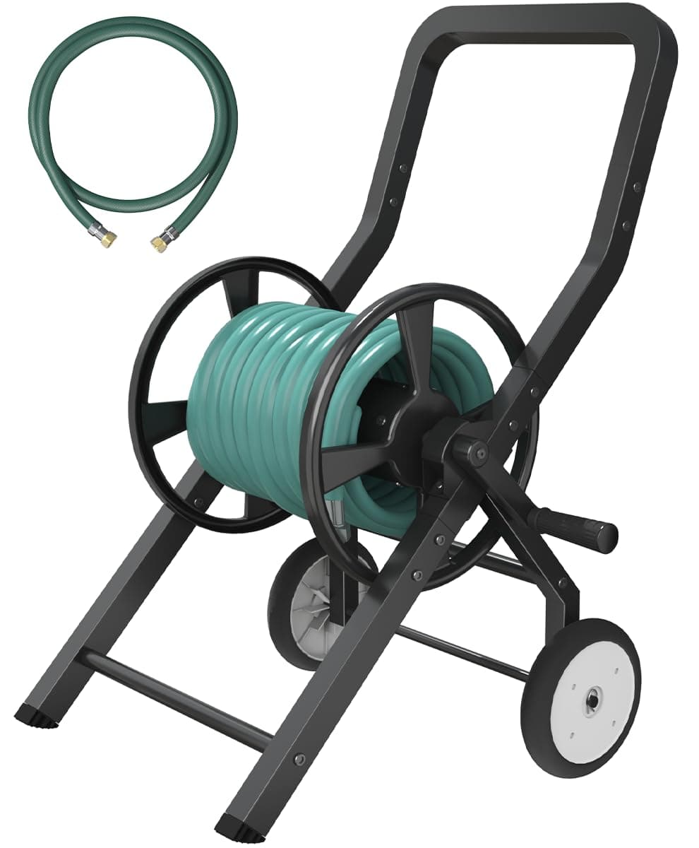 Artigarden Garden Hose Reel Cart with Wheels, Outdoor Water Hose Cart Black