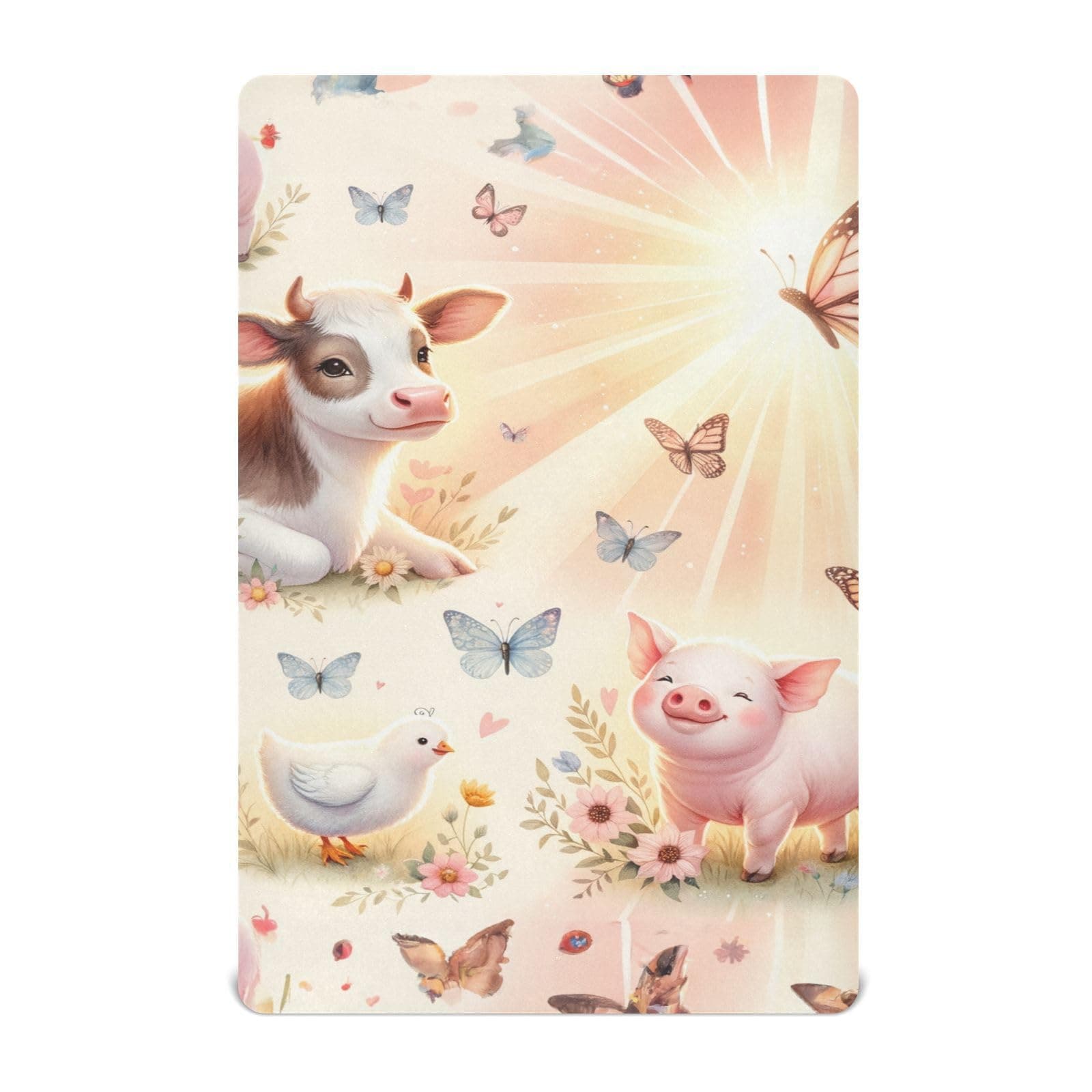 Jihqo Cute Farm Animals Crib Sheets for Boys Girls Pack N Play Sheet Soft Breathable Mini Crib Sheets 39" x 27"