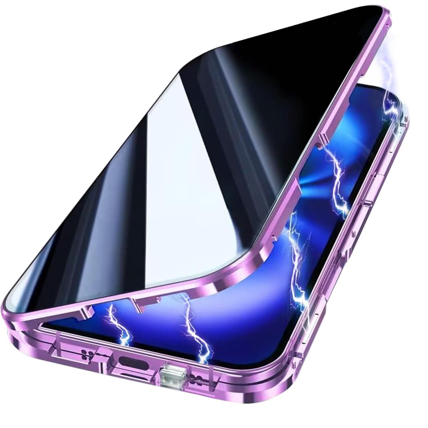 Yoursea Anti Peeping Case for Samsung Galaxy S22, 360 Degree Front and Back Privacy Tempered Glass Cover, Anti SPY Screen, Anti Peep Magnetic Adsorption Metal Bumper for Samsung Galaxy S22 Purple