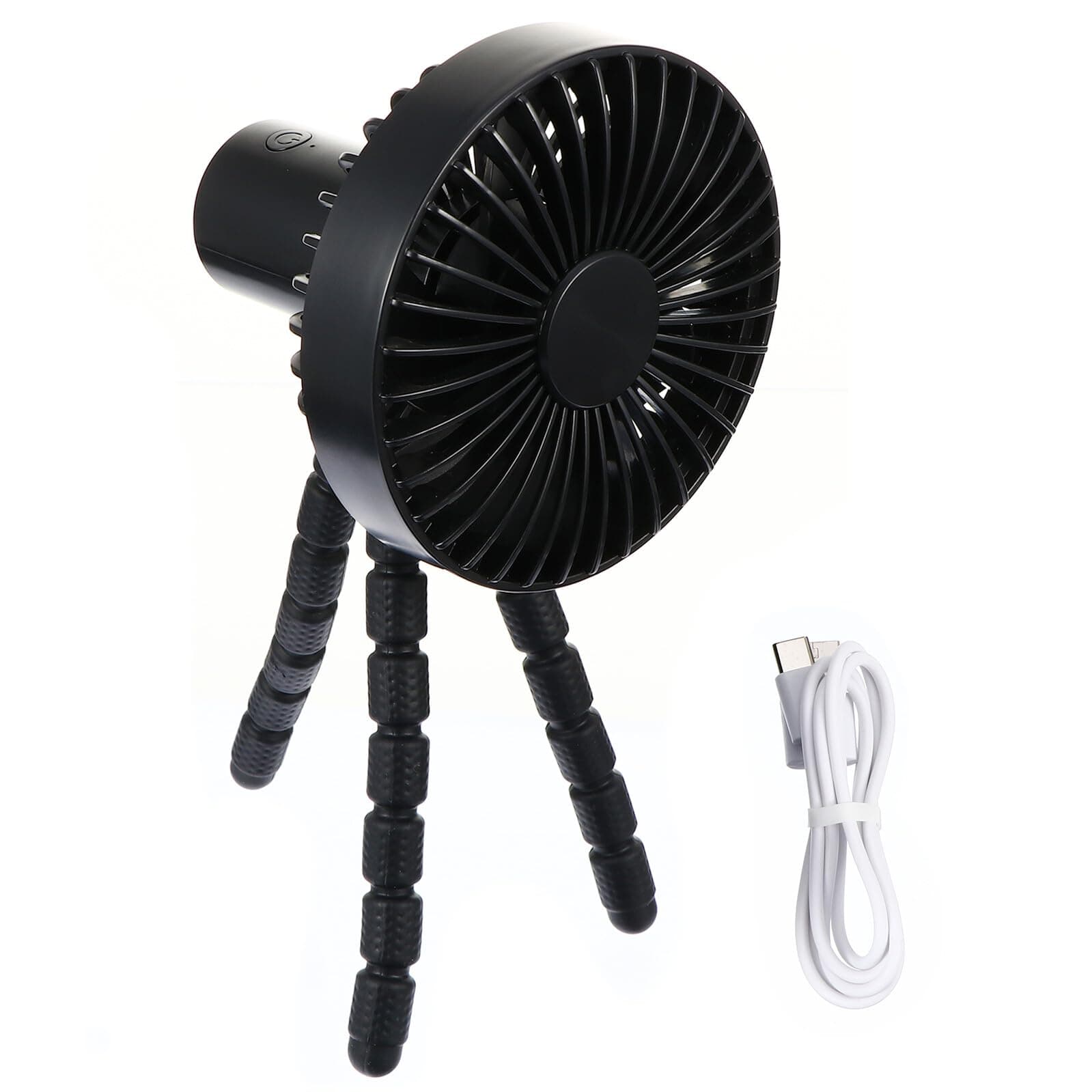 LIOOBO Portable Stroller Fan with Mini USB Rechargeable Battery, Flexible Tripod Clamp, Quiet Handheld Cooling Fan for Pram and Outdoor Use