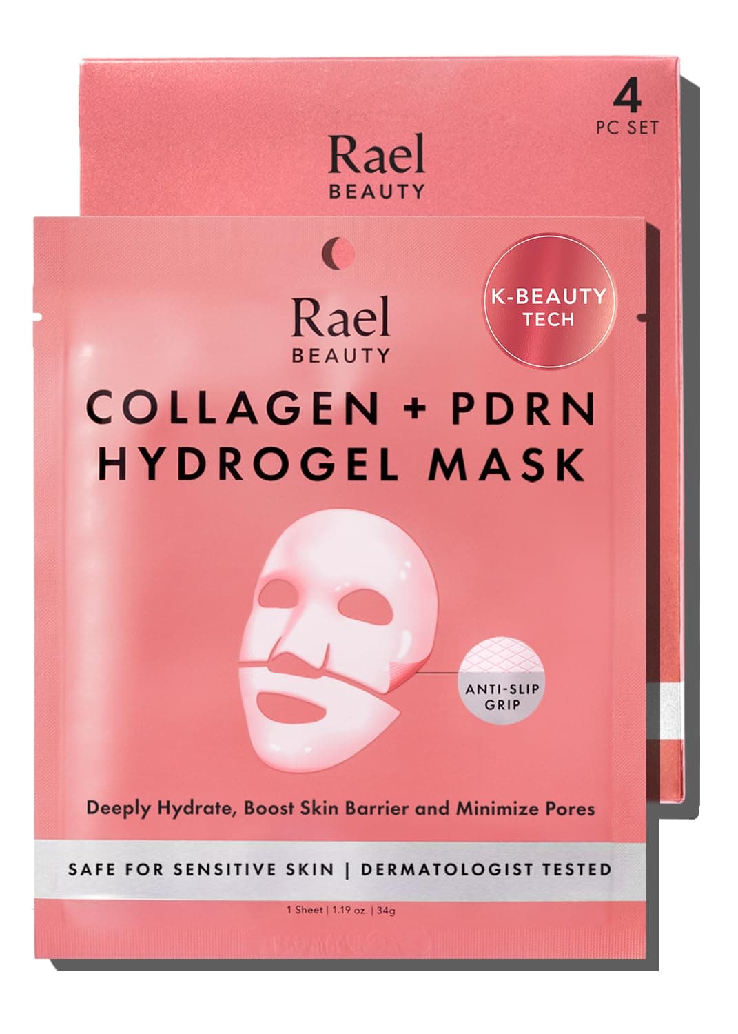 Rael Hydrogel Masks, Deep Hydration Skincare (Collagen PDRN, 4 Ct)