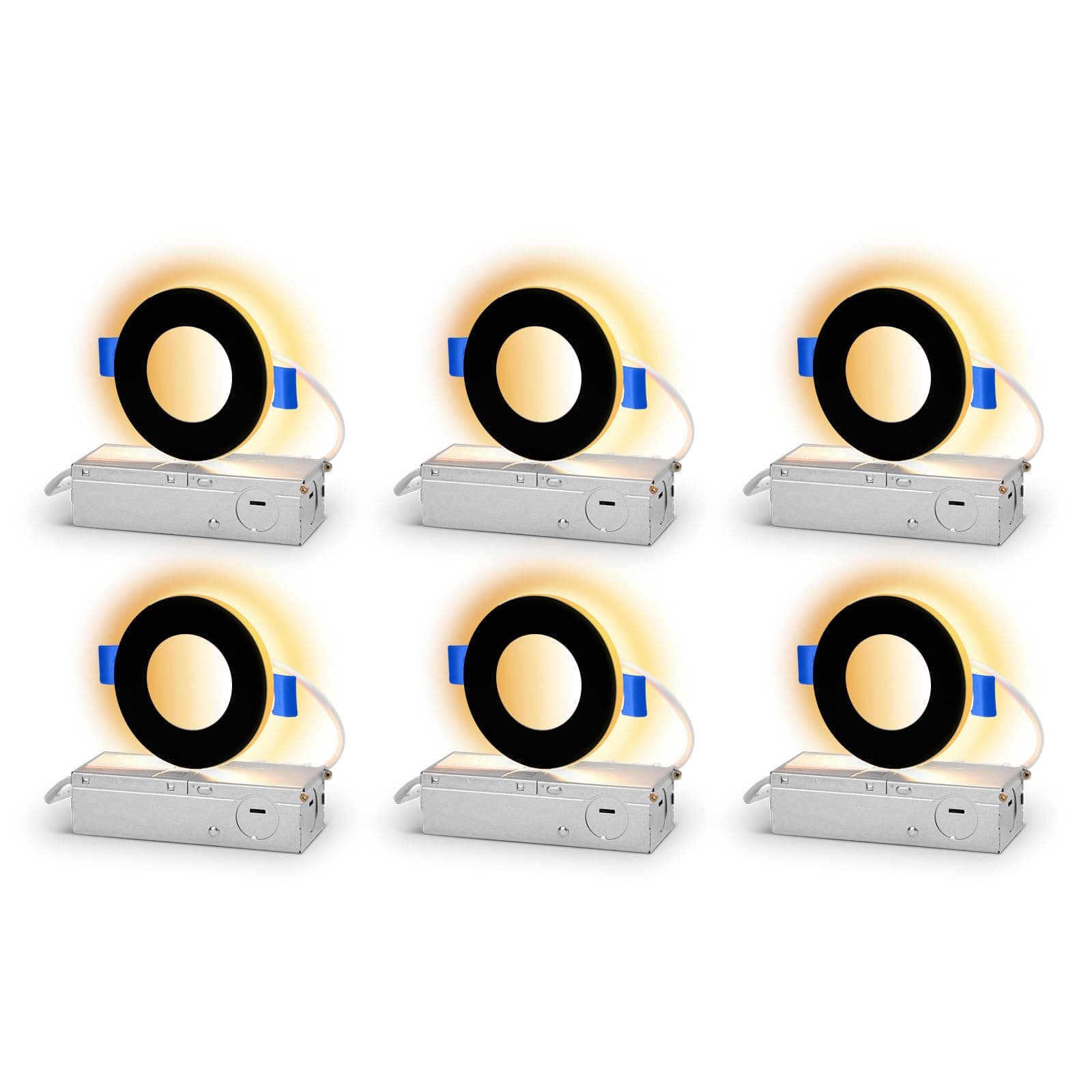 CycevSun Black Pot LED 3 Inch Recessed Lighting with Night Light 6 Pack