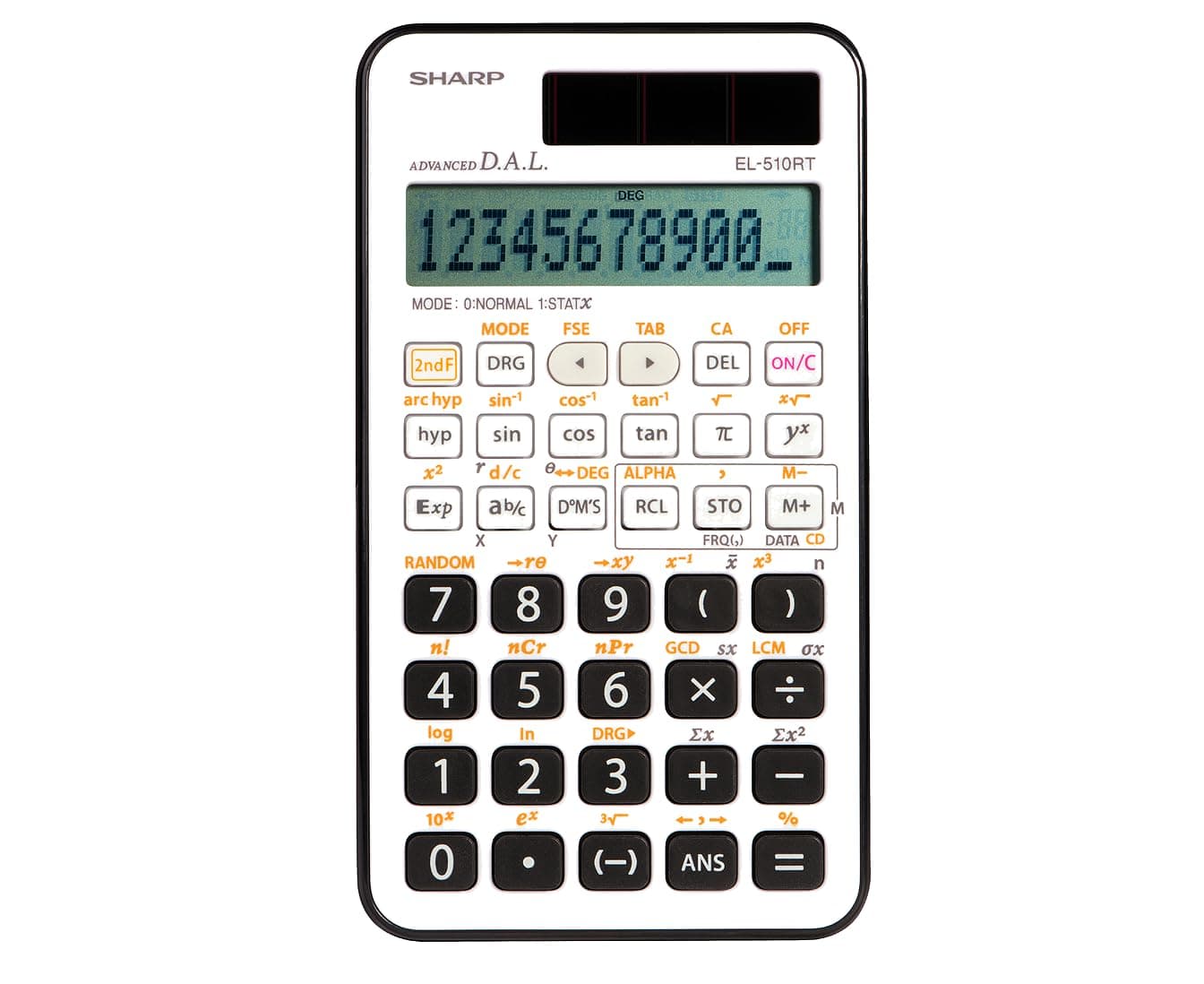 Sharp EL510RT Scientific Calculator with 169 Functions, 1-Line LCD Display, Direct Algebraic Logic (D.A.L.), Solar & Battery Power, Math Calculator for Middle & High School Students