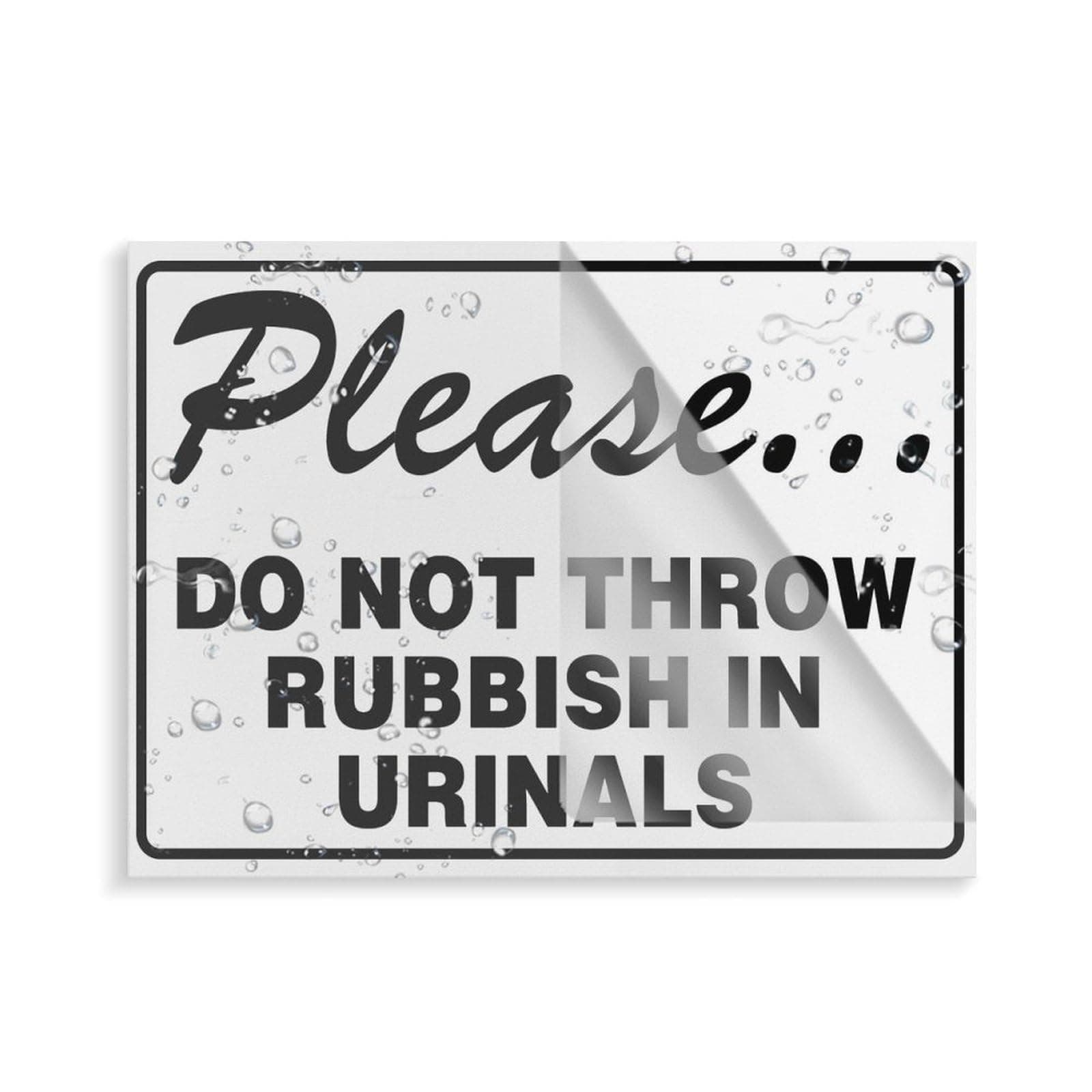 Please Do Not Throw Rubbish In Urinals Sign, 8 X 6 Inches Acrylic Warning Door Wall Labels Sign For Offices Businesses House Home