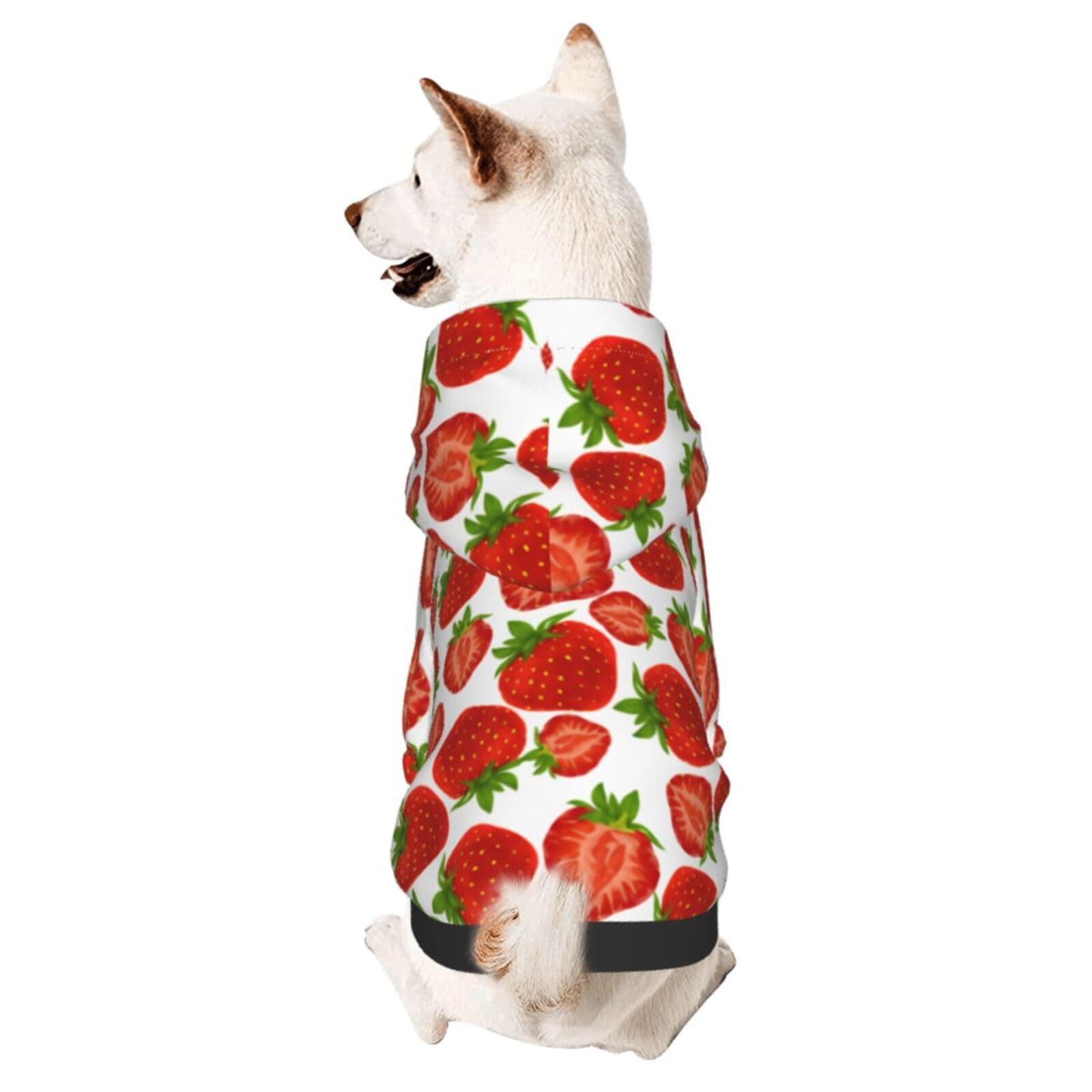 Strawberry Red Berry Dog Hoodie Breathable Stretchy Sweatshirts with Hat Warm Dog Clothes for Small Medium Large Dogs Xx-Large
