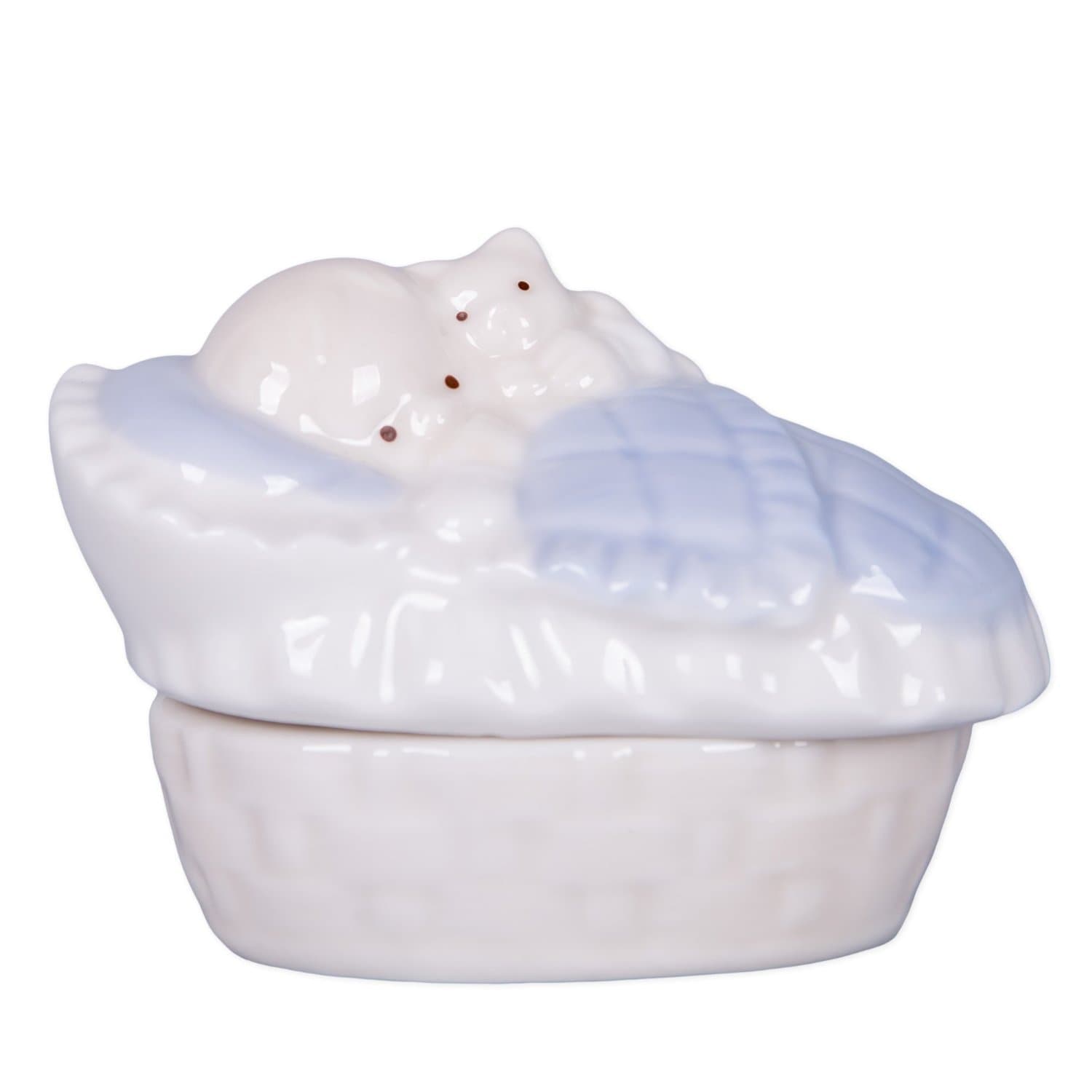 Rosary in Blue Porcelain Keepsake Box for Baby Boy