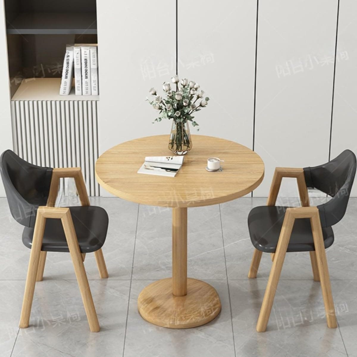 APSEQR Round Reception Desk with 2 Chairs, Office Conference Table with Chair Set, Small Reception Desk for Small Spaces, Business Coffee Dining Table and Chairs