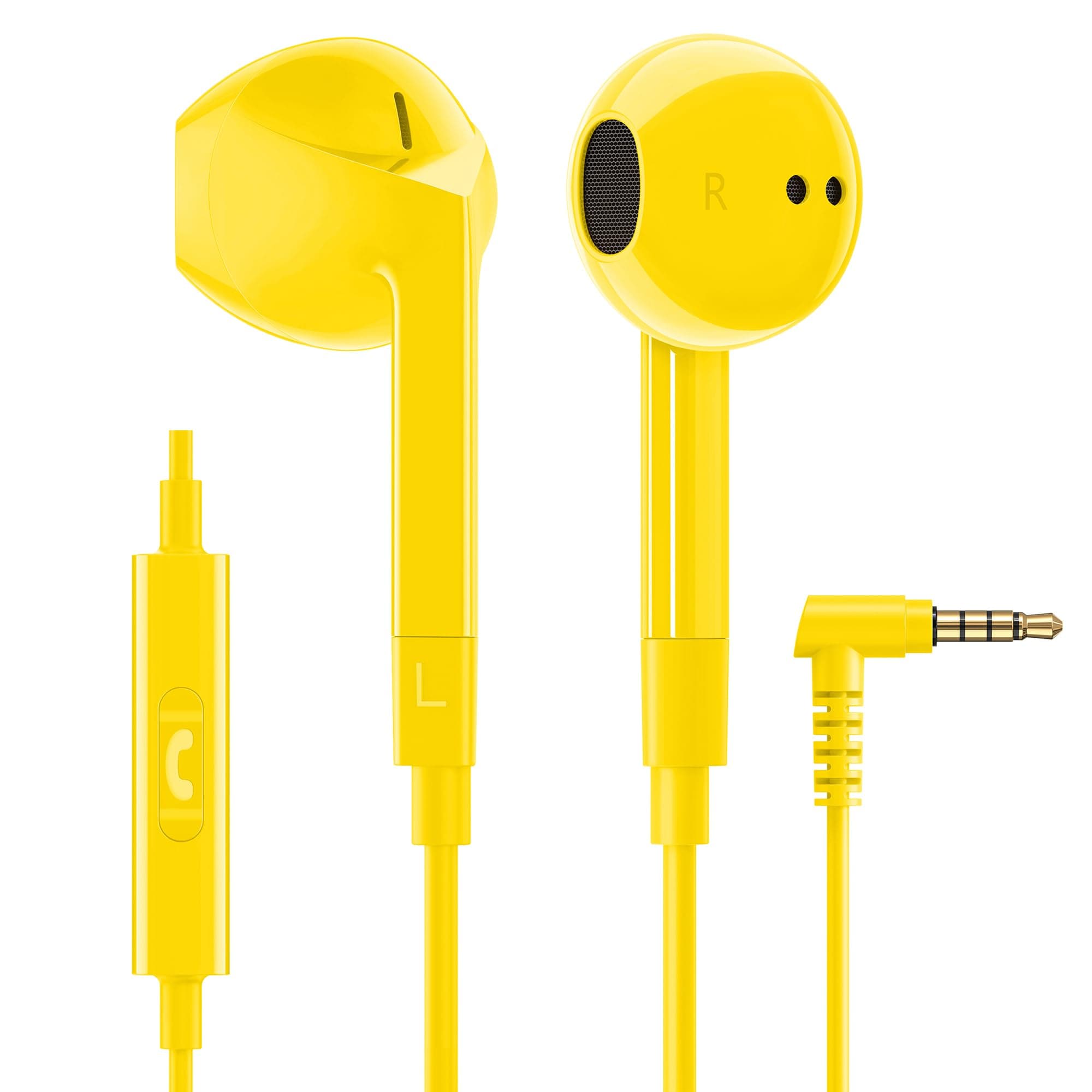 LUDOS FEROX Wired Earbuds in-Ear Headphones, Earphones with Microphone, 5 Years Warranty, Noise Isolation Corded for 3.5mm Jack Ear Buds for iPhone, iPad, Samsung, Laptop, Gaming, Sports - Yellow