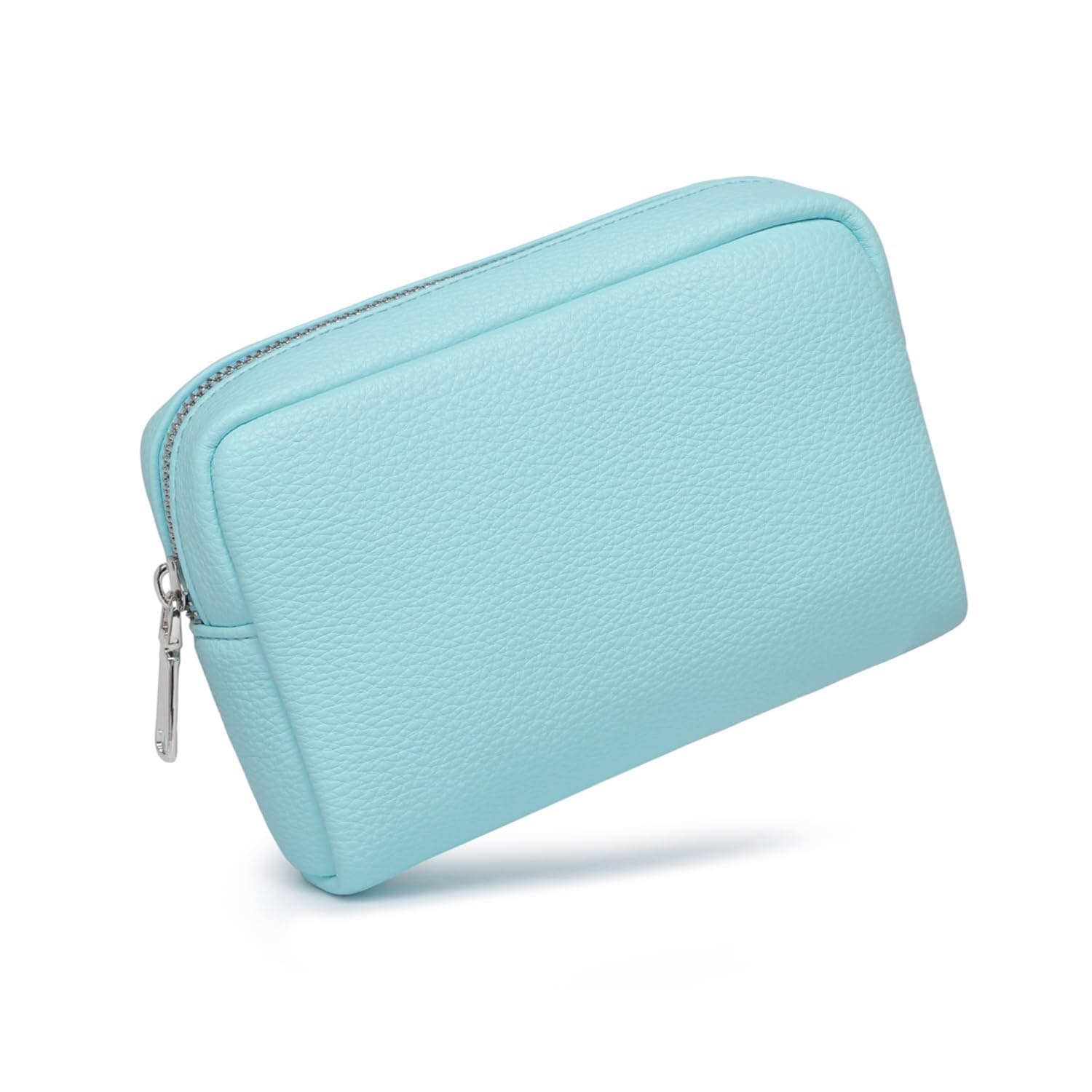 YONBEN Makeup Bag Large Capacity Women's Classic Black Wash Bag Adjustable Partition Wash Brush and Cosmetic Carrying Bag, Clear Water Blue, Simple