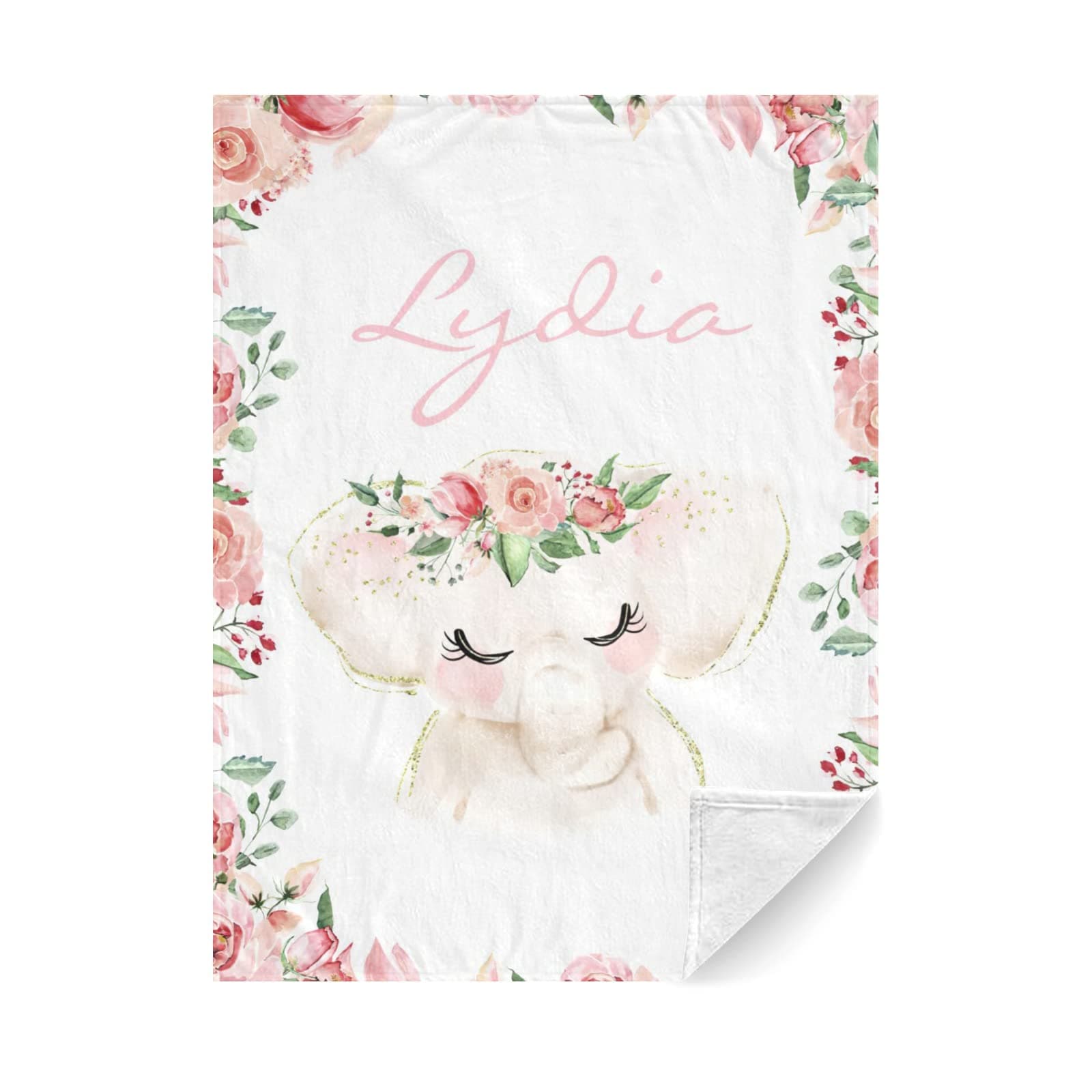 CADE Personalized Baby Girls Blanket Custom Baby Blanket Pink Piggy Blankets for Baby Girls Custom Floral Blankets Soft Plush Fleece Throw Blanket Bed Blanket for Baby Child Adults - 60x80 inch