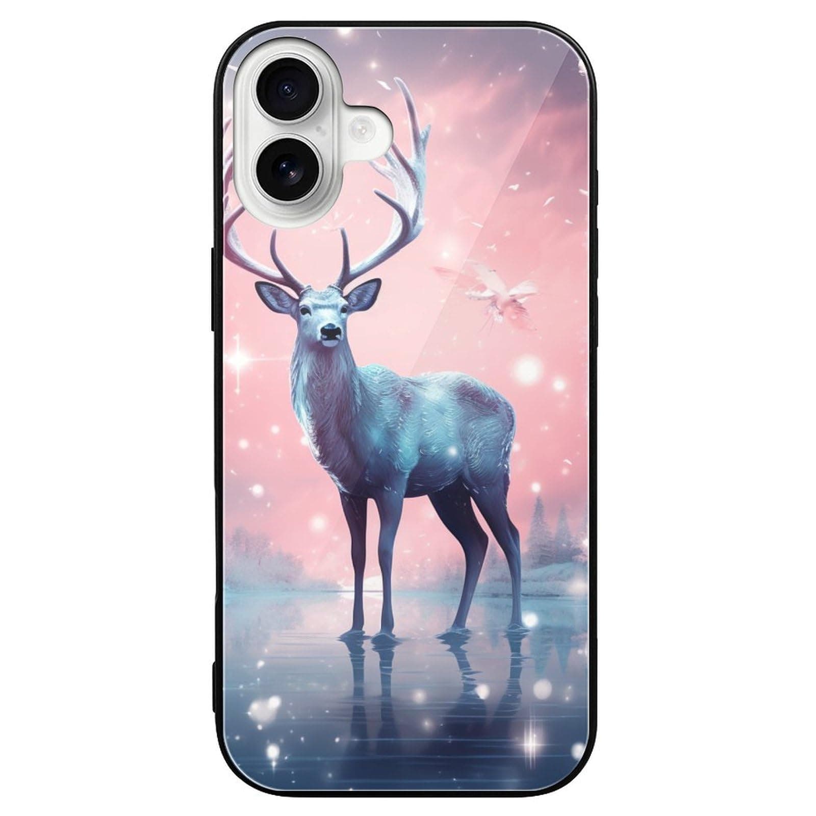 CRIVOTA For iPhone 16 Plus Case - Deer Design, Glass Back + TPU Inner Shell, Bare-Hand Feel, Extreme Slimness, Military-Grade Protection, Precise Cutouts, Cell Phone Cases for Boys Girls
