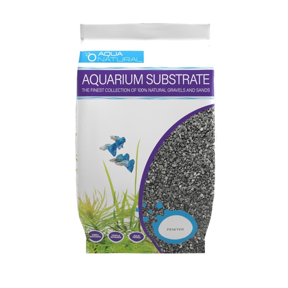 Aqua Natural Aquarium Substrate, Pewter Black Gravel, 10lb