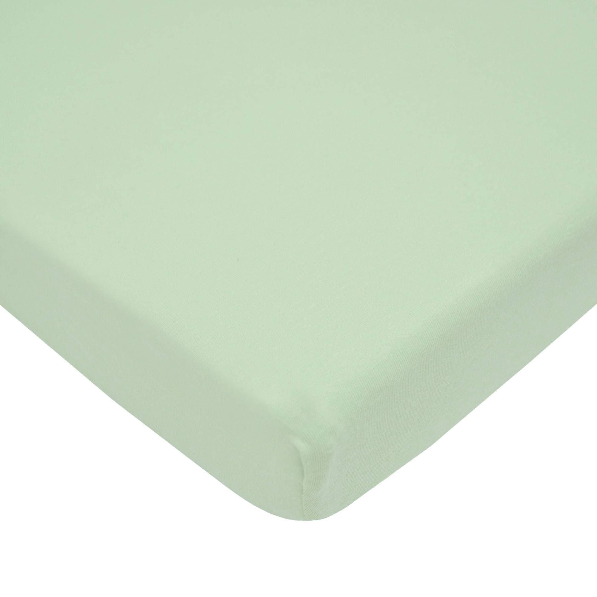 American Baby Company 100% Natural Cotton Jersey Knit Fitted Portable/Mini-Crib Sheet, Green, Soft Breathable, for Boys and Girls, Pack of 1