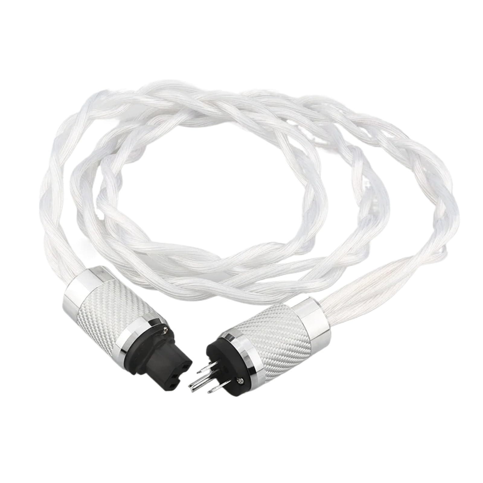 HiFi Audiophile Silver Power Cable with Carbon Fiber Rhodium Plating Plug US EU AU AC Audio Amplifier DAC Filter 5N(US Version,0.5m)