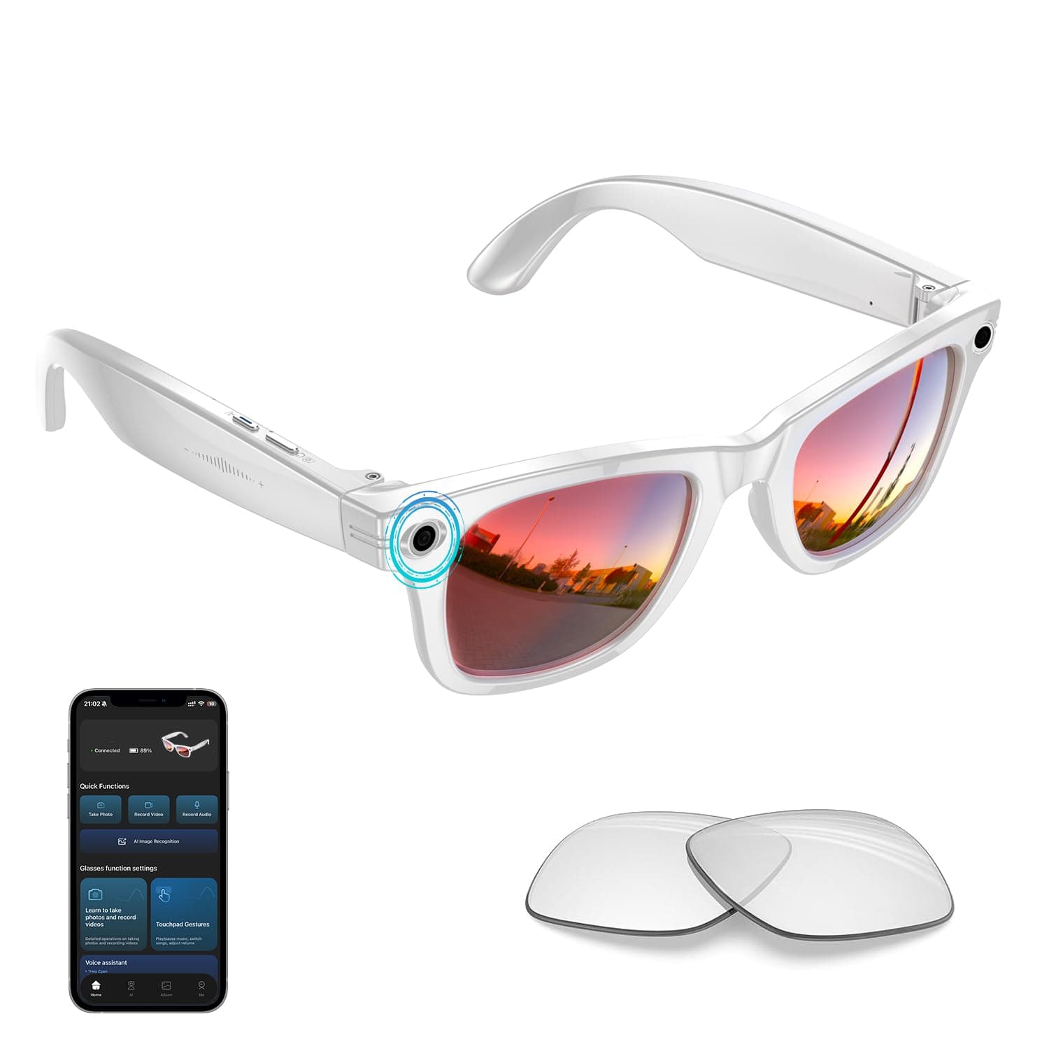 Tulbeys AI Smart Glasses with 4K HD Camera with Blue Light Blocking Lenses