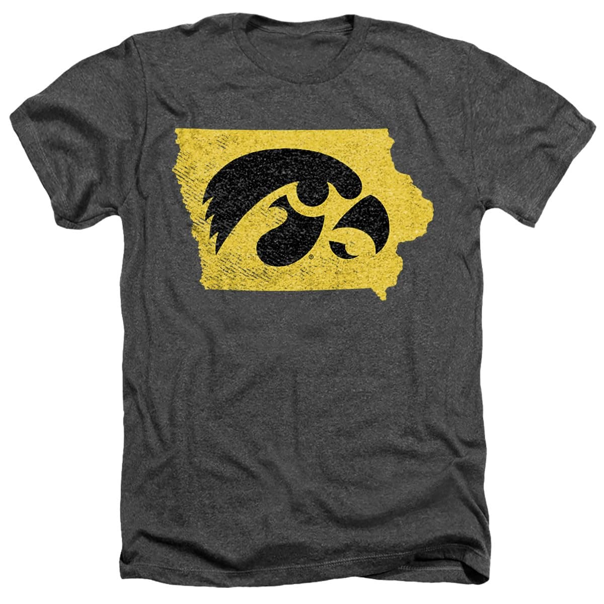 University of Iowa State Shape Unisex Adult Heather T Shirt, Charcoal Heather, 5X-Large
