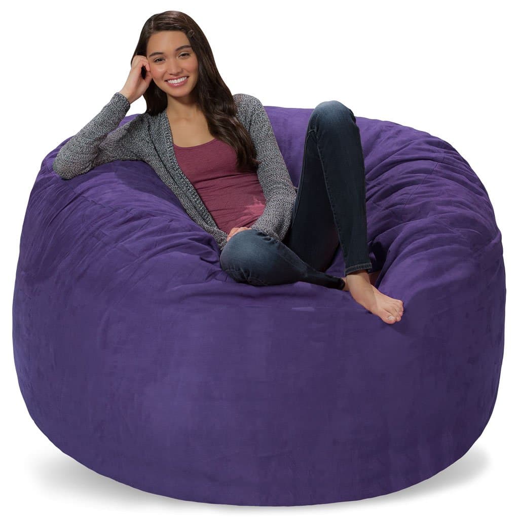 Comfy Sacks Memory Foam Bean Bag Chair, Purple Micro Suede