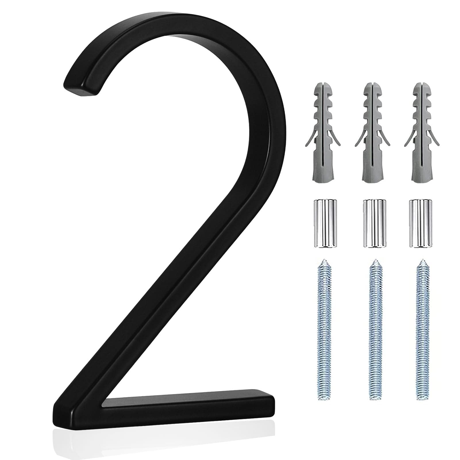 5" Floating Stainless Steel Address House Number, Modern Metal Anti-Rust House Numbers with Nail Kits for Door Garden Mailbox Decor Visibility Signage (2)