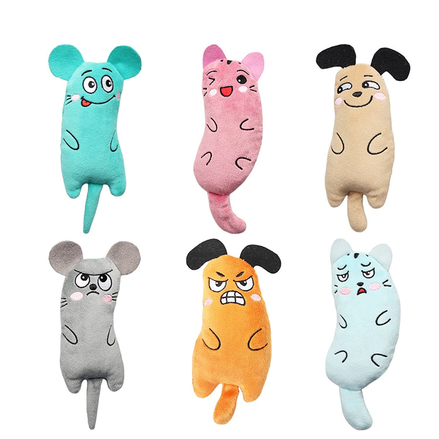 Gesuche 6 PCS Catnip Toys, Interactive Cat Toy Pack, Cat Chew Toy, Bite Resistant Catnip Toys for Cats, Cartoon Mice Catnip Filled Cat Teething Chew Toy
