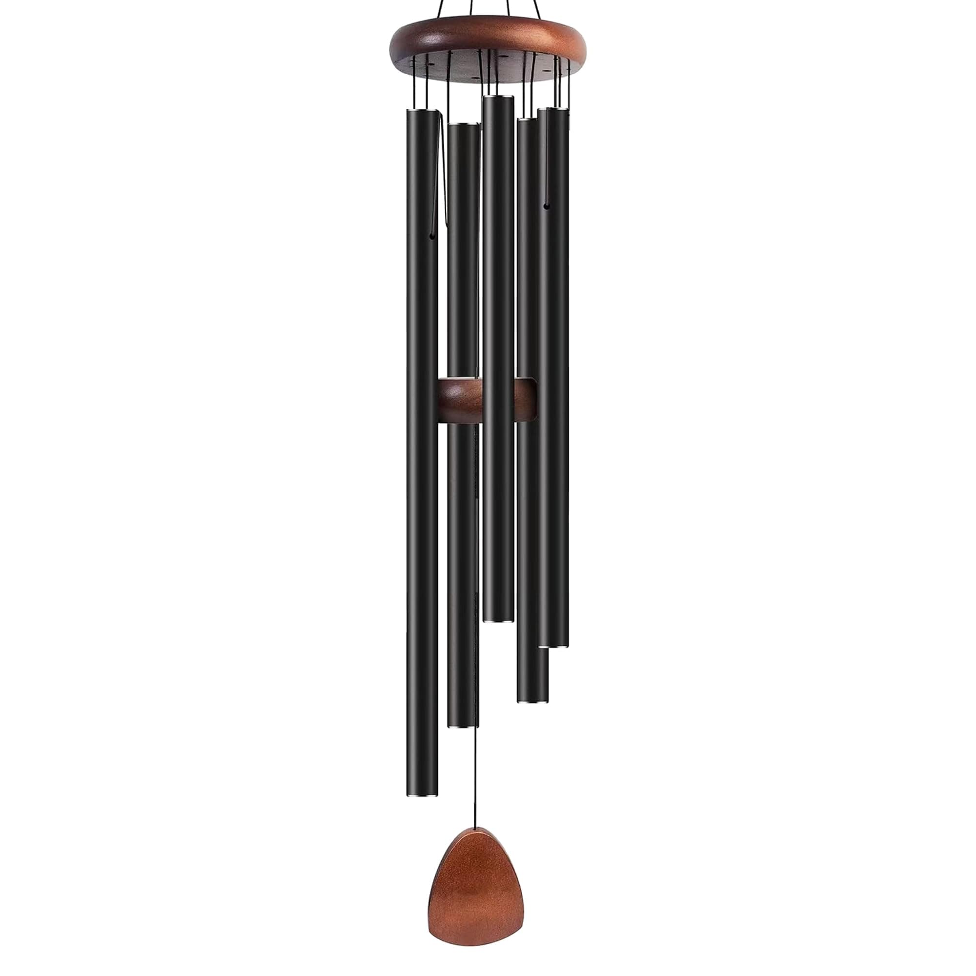 Bursvik 50" Aluminum Wind Chimes for Outside (Black), 5 Heavy Duty Tubes