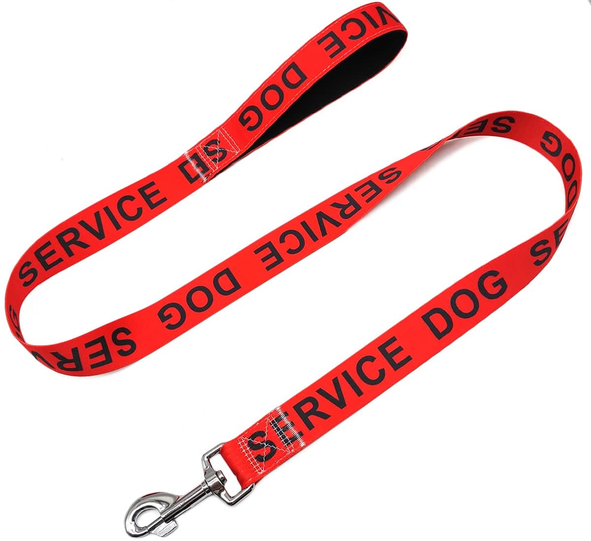 MayPaw 4FT Service Dog Leash, 1" and 1.25" Wide Nylon Dog Leash with Comfortable Neoprene Handle, Great for Medium to Extra-Large Dogs (4ft x 1", Red)