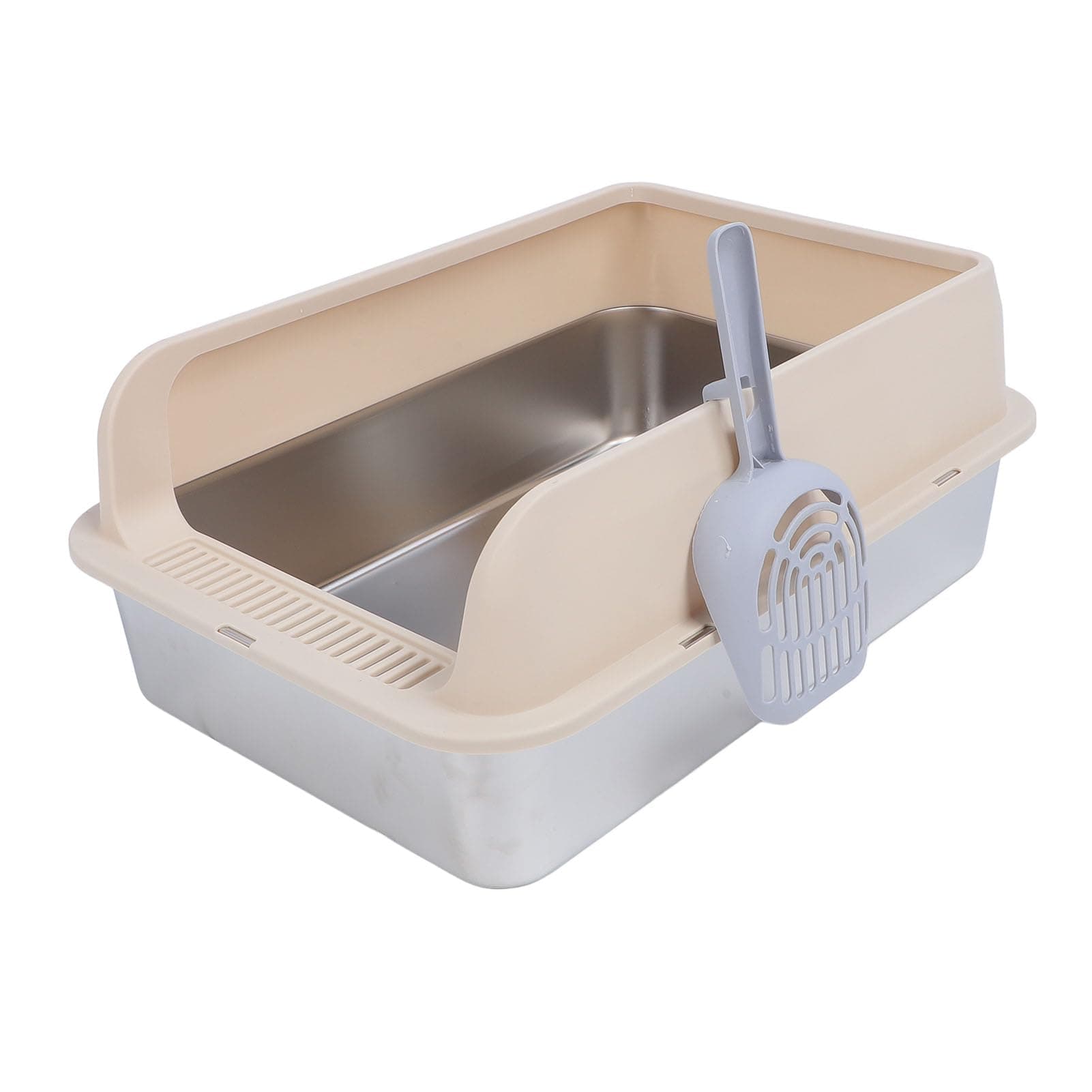 Stainless Steel Cat Litter Box with Scoop Sturdy Metal Kitty Litter Pan for Indoor Cats (L 1500ML) (S 1200ML) (L 1500ML)