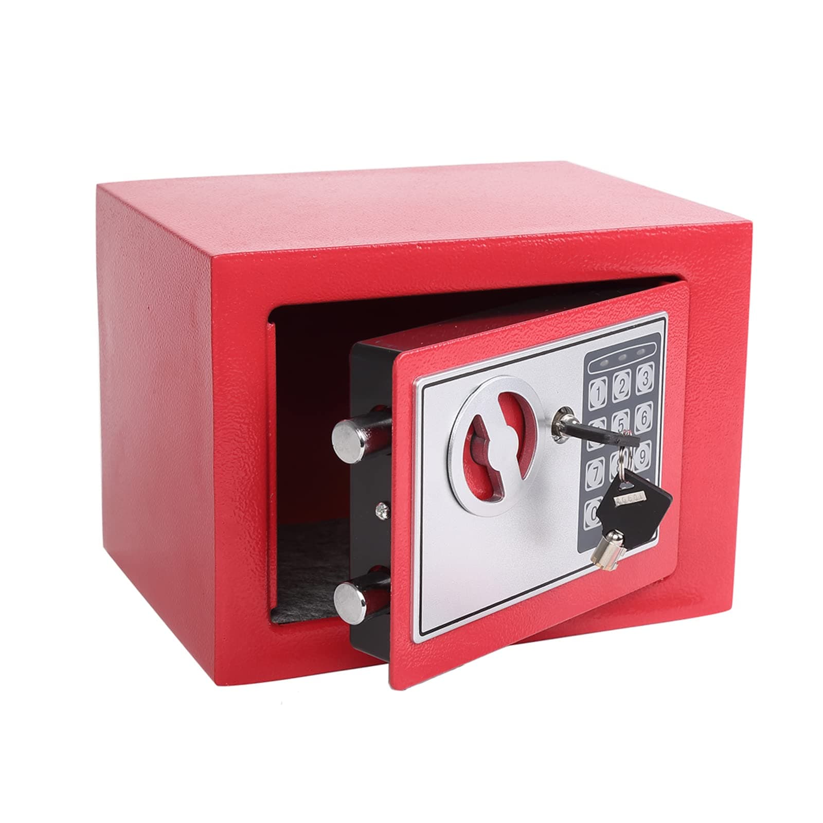 Yuanshikj Small Steel Security Safe Box with Keypad,Key;0.23 Cu Ft, Red