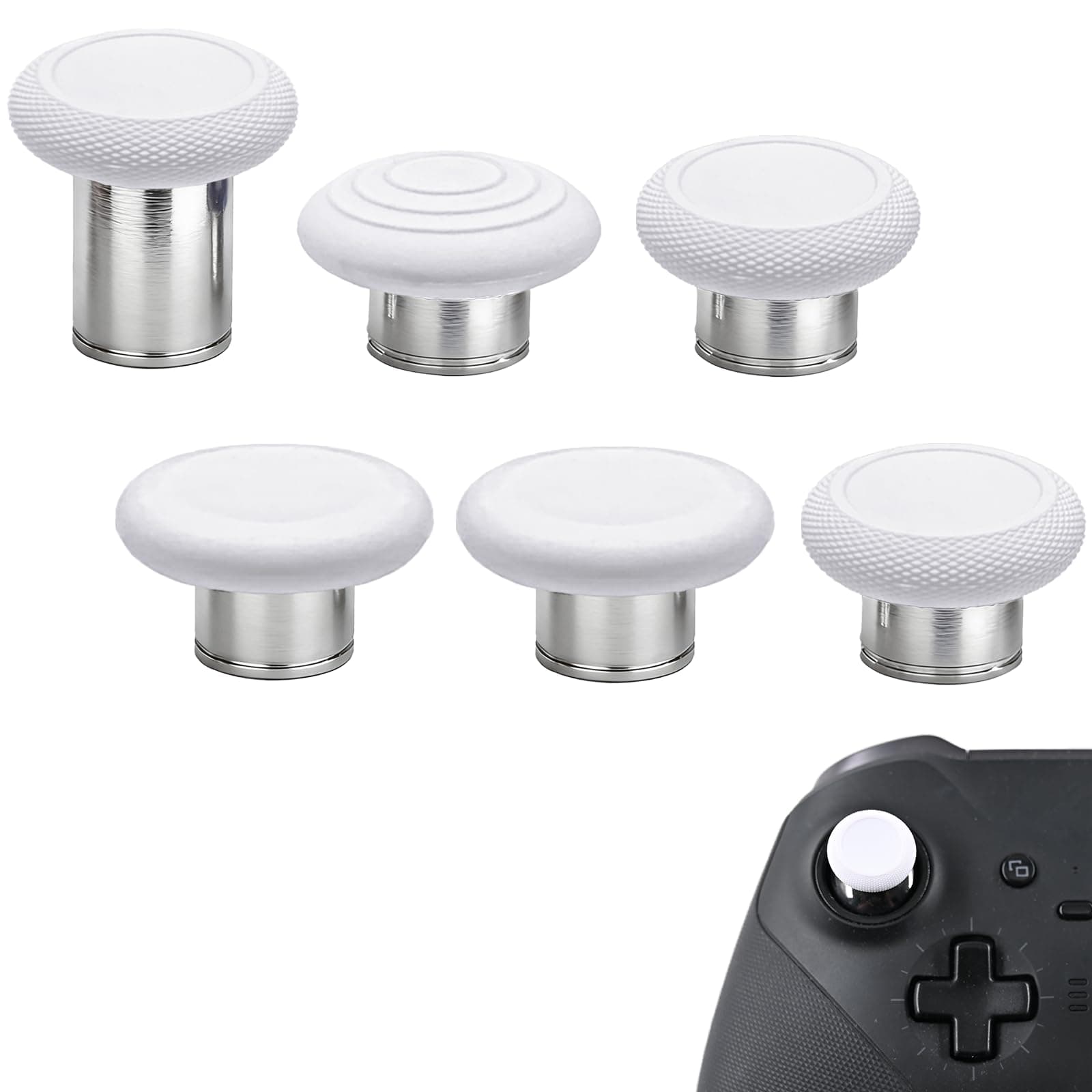 6 in 1 Swap Magnetic Thumbsticks Set for Xbox Elite Series 2 Controller,Replacement Joysticks Parts for Controller Elite Series 2/Elite Series 2 Core Controller(White)