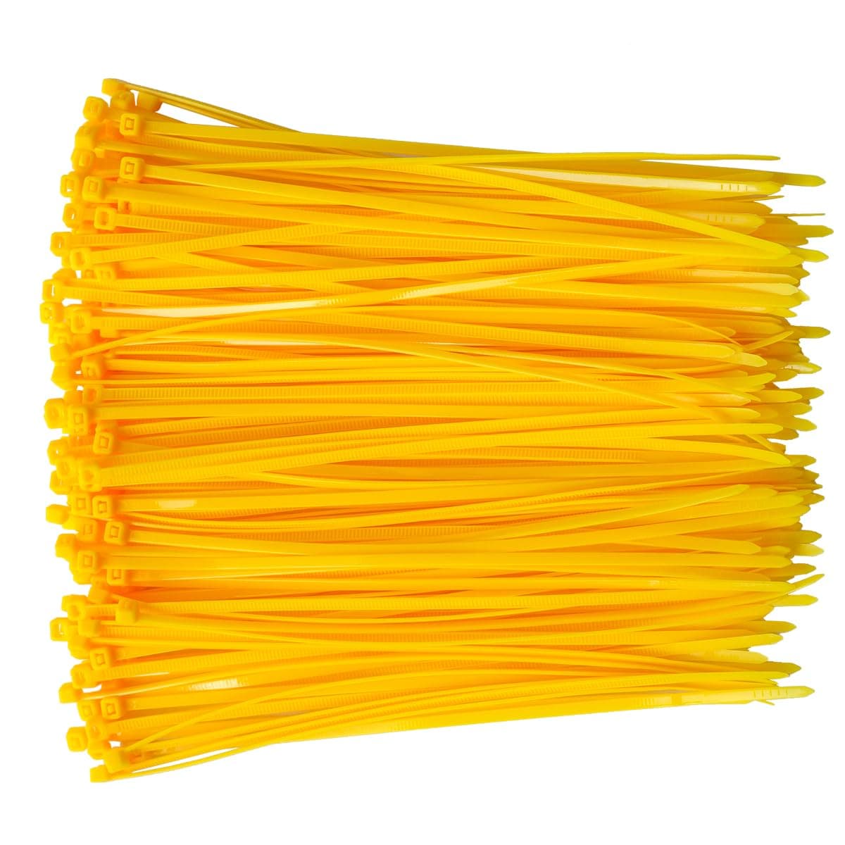 8 Inch Nylon Cable Ties(Tying Length 6.7"), Tensile Strength 40lbs(18kgs) Clear Thin Cable Zip Ties, Auto-Locking Cord Straps, 100pcs Per Package, 4X200-YELLOW