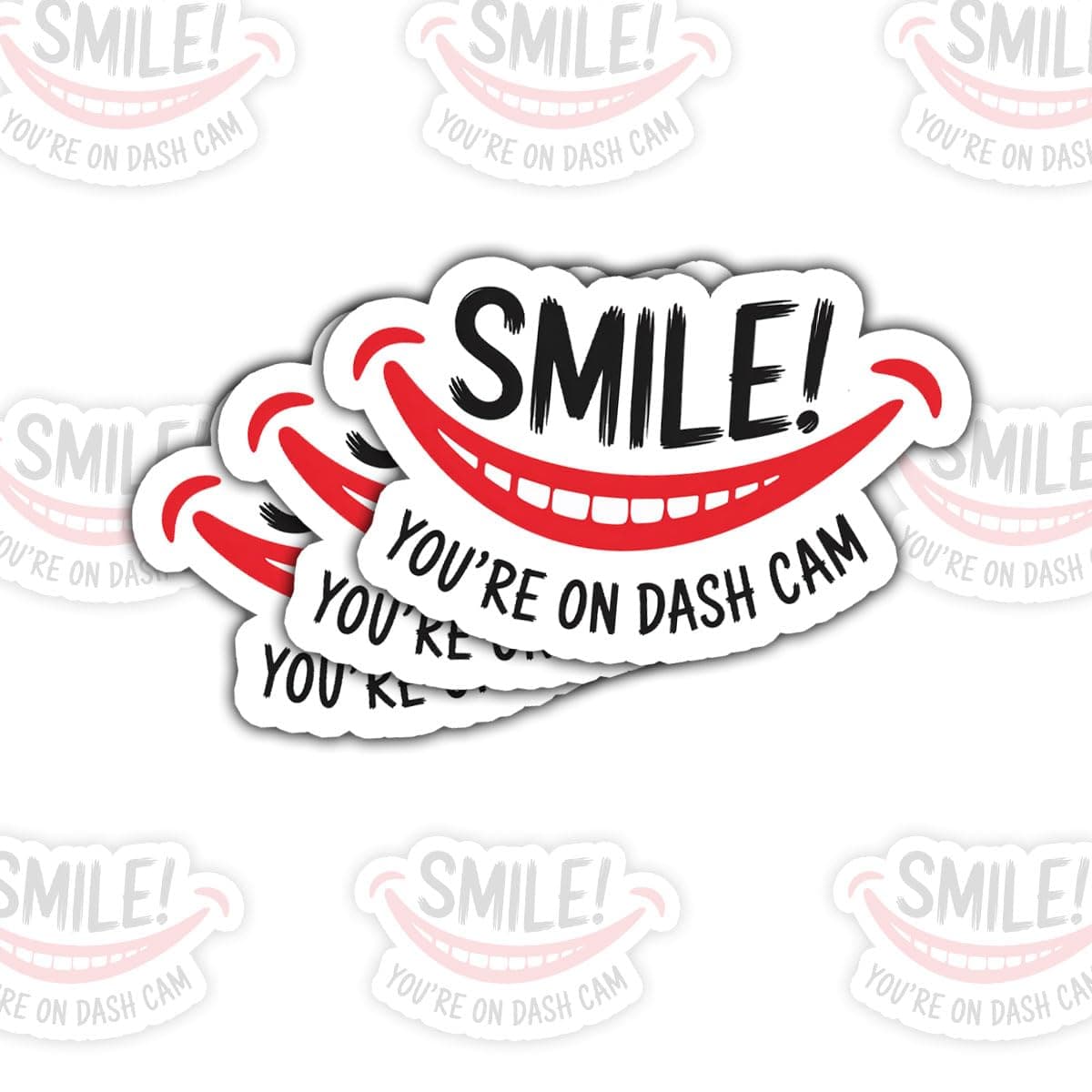 3Pcs Smile You're On Dash Cam Sticker Anti Theft Self Adhesive Durable Video Surveillance Gift Smile You're On Dash Cam Stickers Security Camera Decal for Laptop Water Bottle Phone Case Car 5" (D2)