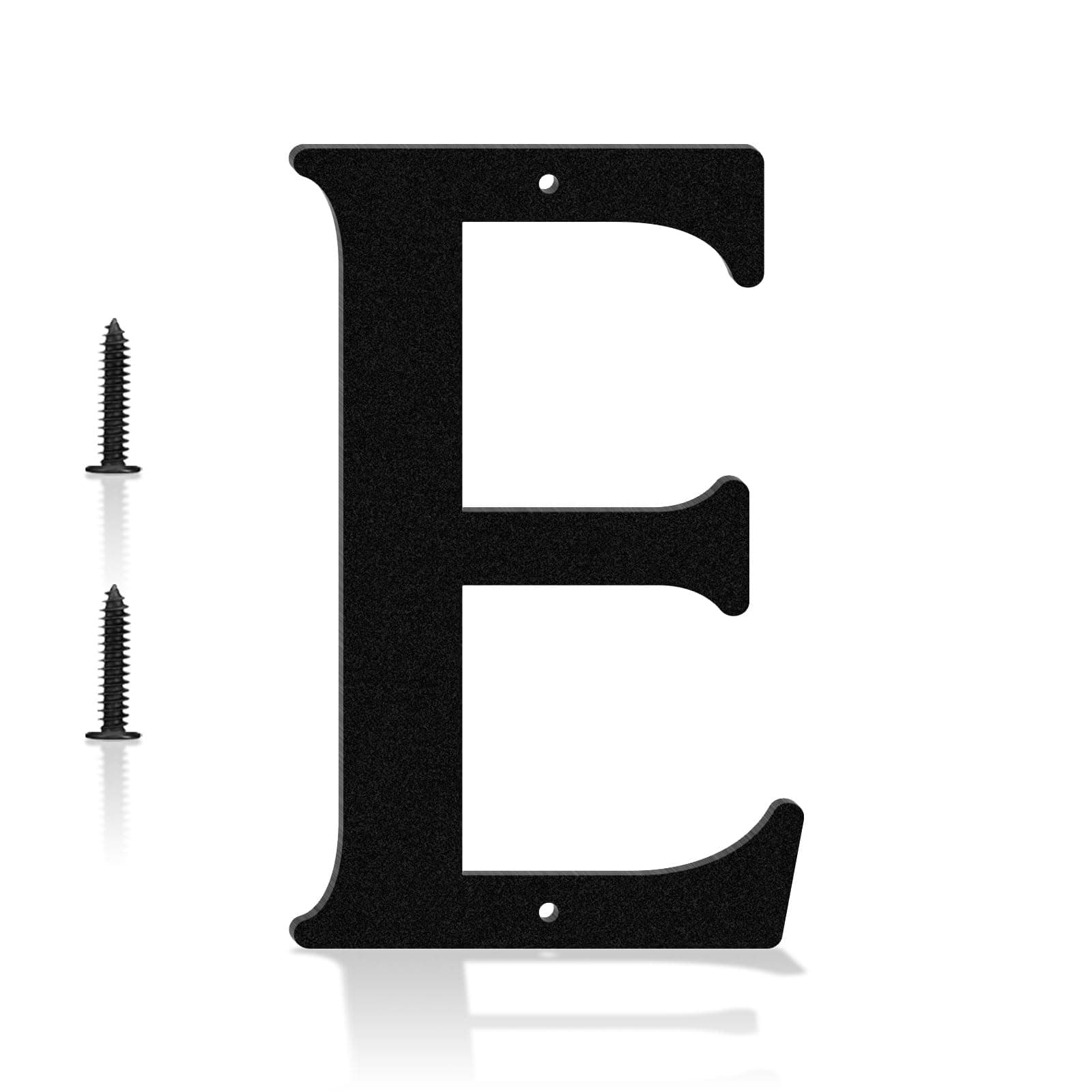 4 Inch House Numbers & Letters Complete Set, Black Metal Modern Waterproof Rustproof Outdoor & Outside Address Signs for Wall, Mailbox, Garden, Office, Home & Living Room Decor (E)