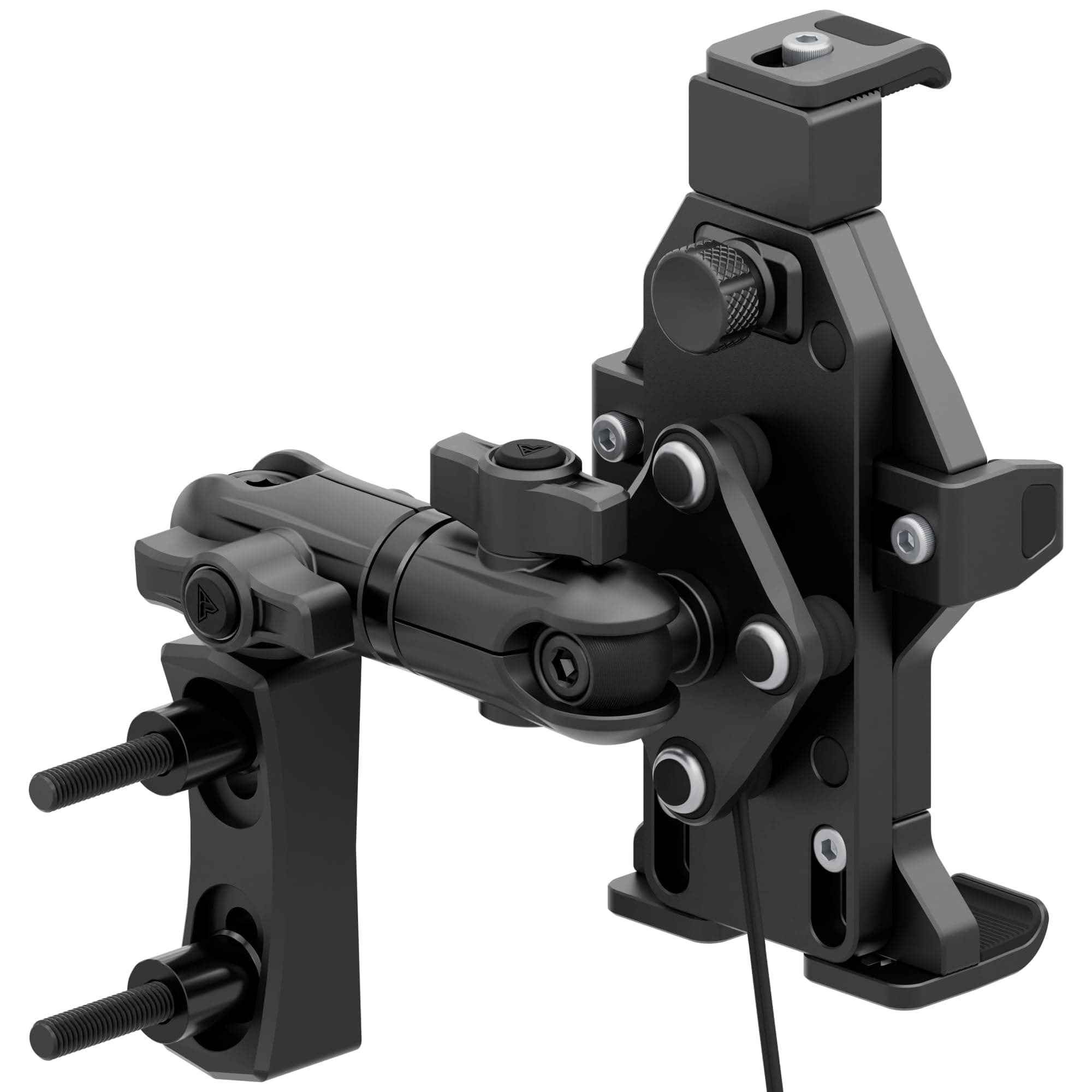 Tackform Aluminum Black Motorcycle Perch/Brake/Clutch Reservoir Adventure Phone Mount - Vibration Dampening and Wireless Charging | 3.5” Arm | Compatible with Harley-Davidson, Gold Wing, More