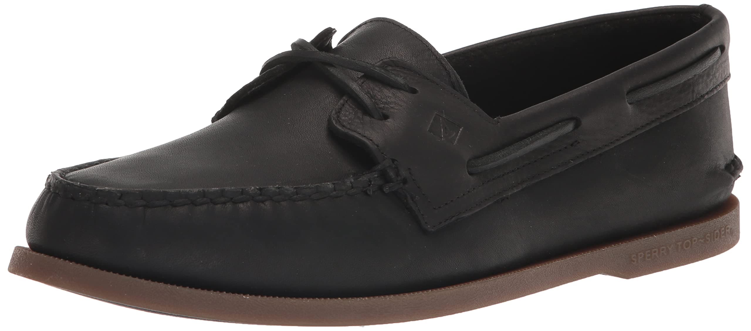 Sperry Men's A/O 2-Eye Cross Lace Boat Shoe, Black, 9.5 W US