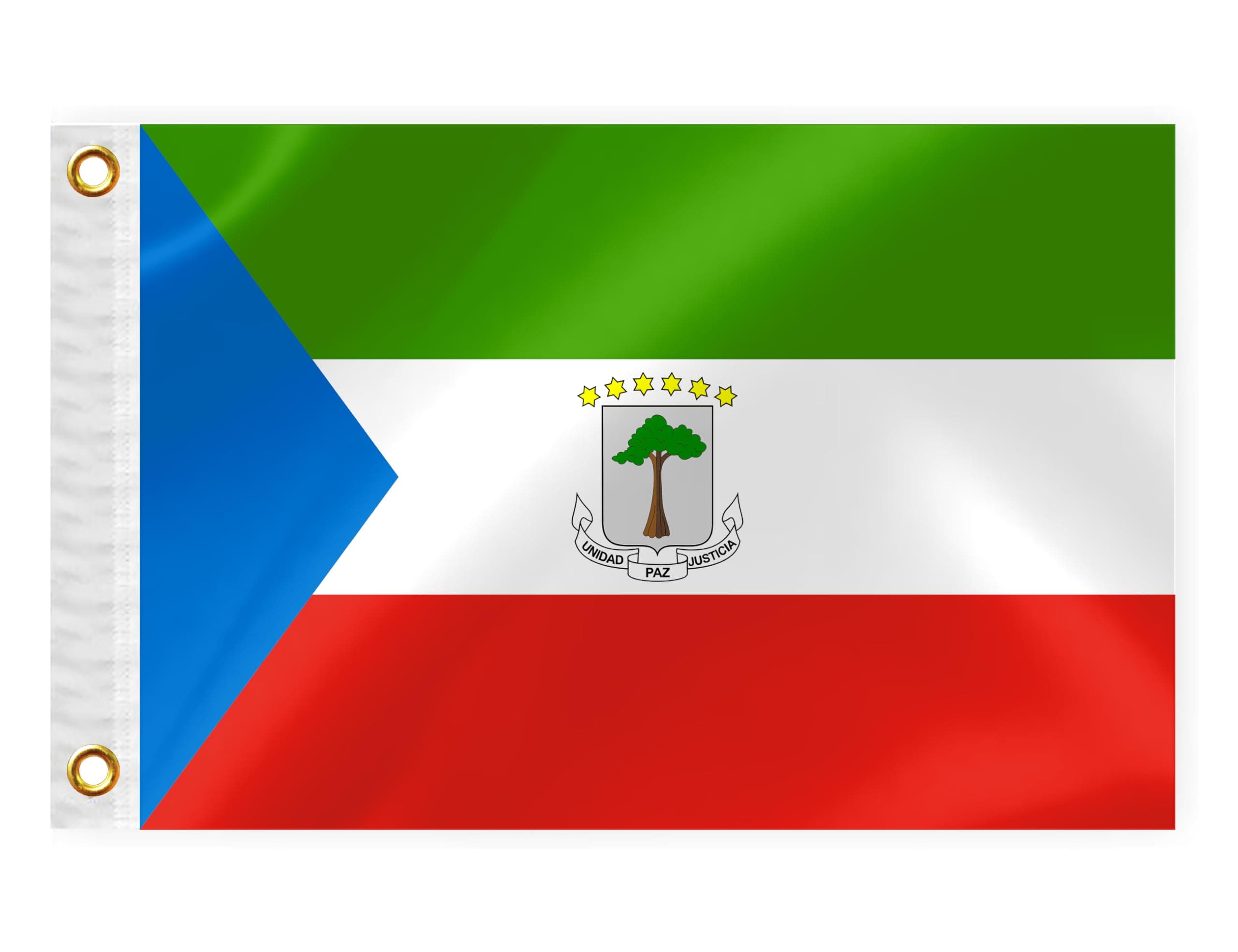 Equatorial Guinea Boat Nautical Flag 12x18IN Double Sided Equatorial Guineans Marine Banner Nylon Small Yacht Sail Pontoon ATV Bike Truck Motorcycle Flag with 2 Brass Grommets