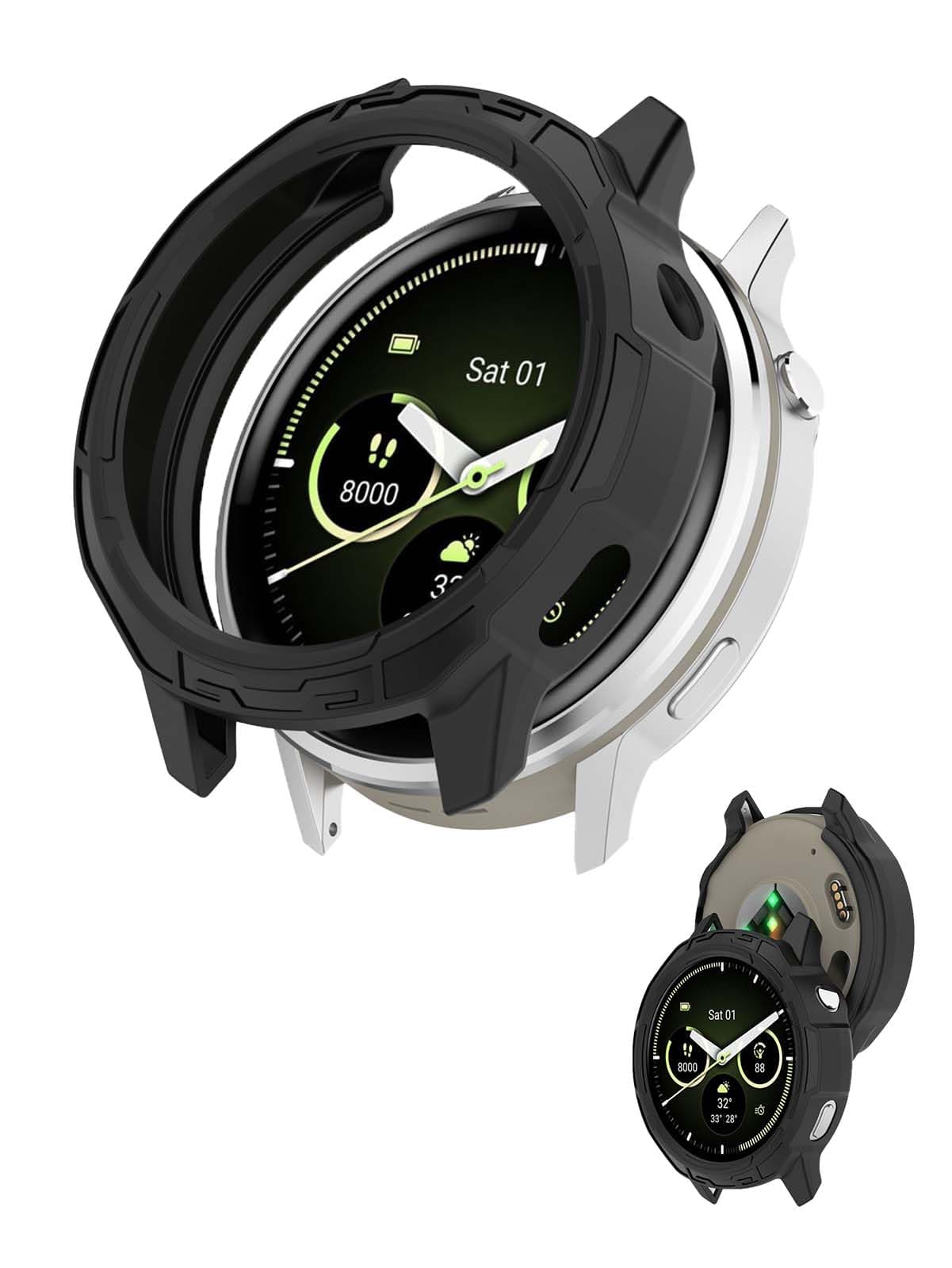 Case for Garmin Venu 4 45mm,NOUKAJU Smartwatch Cover TPU Material,Easy to Install,Drop-Proof,Soft,Protective Case for Garmin Venu 4 45mm Smart Watch(Black)