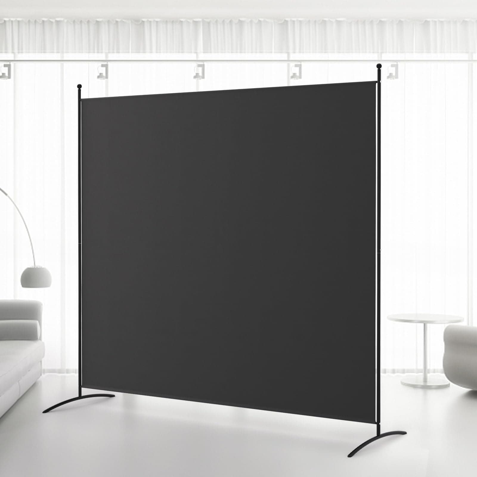 Kokorona 1 Panel Room Divider, 6FT Tall Folding Privacy Screen Wall Dividers, Portable Single Panel Temporary Privacy Wall Freestanding Room Divider for Room Separation, 71''W x 71''H, Black