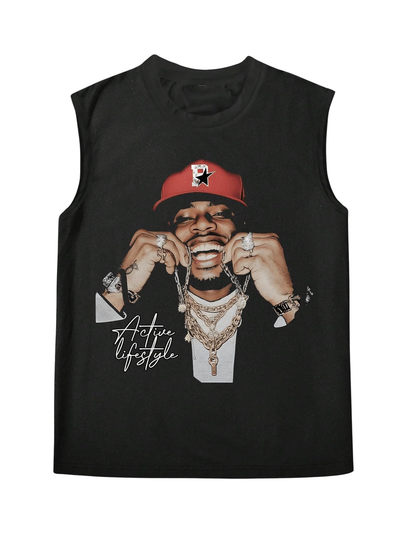 SOLY HUX Men's Tank Tops Sleeveless Crew Neck Vintage Graphic Print Top Shirts Streetwear, Black Graphic, Medium