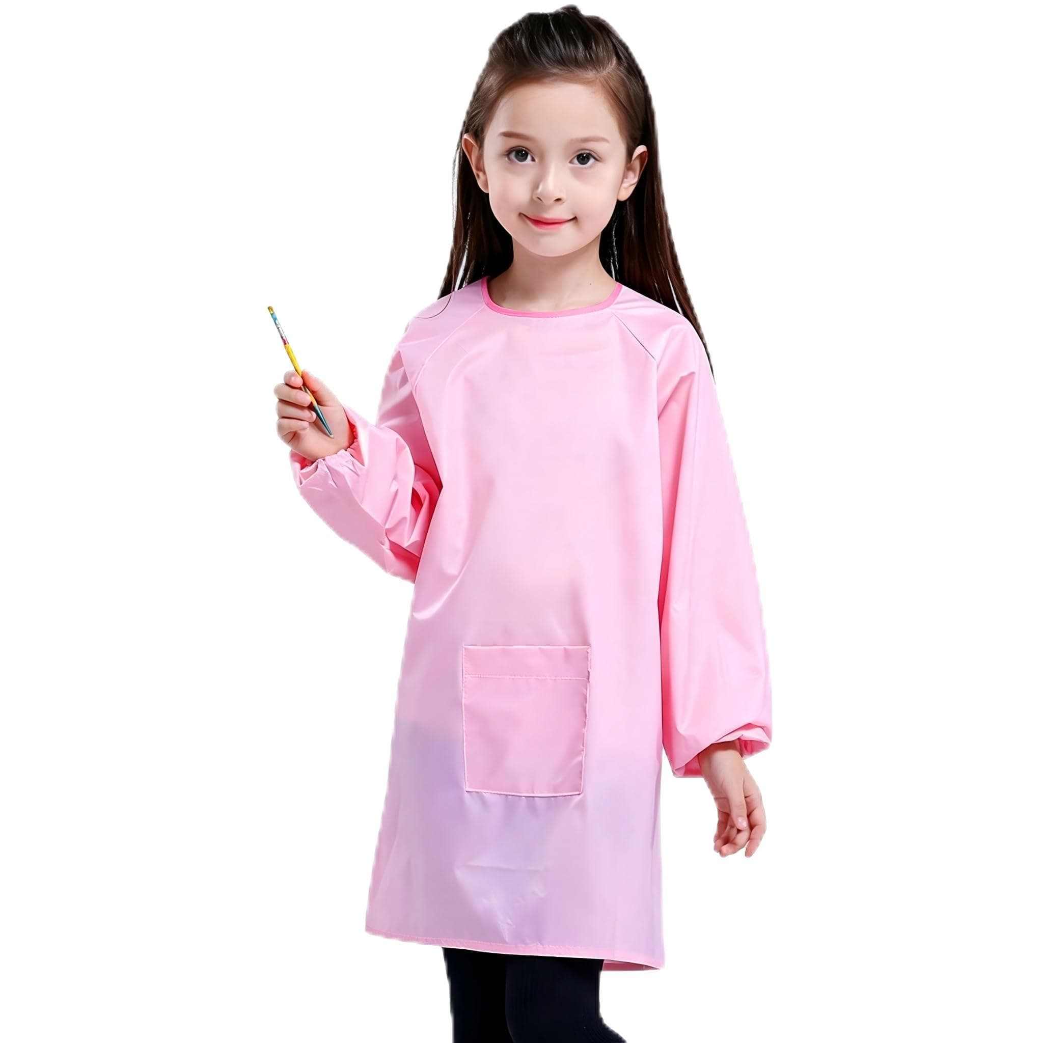 Kids Art Smock Waterproof Long Sleeve Paint Apron for Toddler Drawing Craft