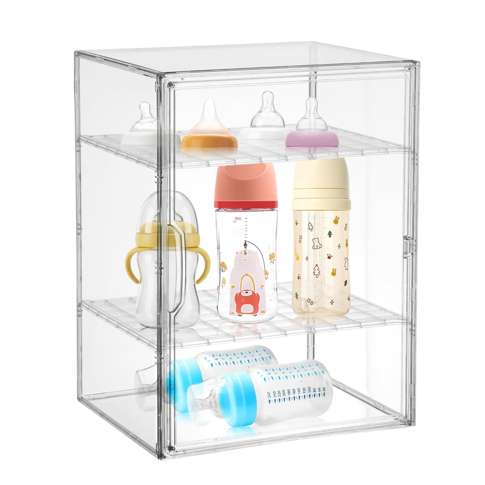 YEXEXINM 3 Tier Clear Acrylic Baby Bottle Organizer for Bottle Storage for Countertop Cabinet Station Nipple Container Box Pump Parts