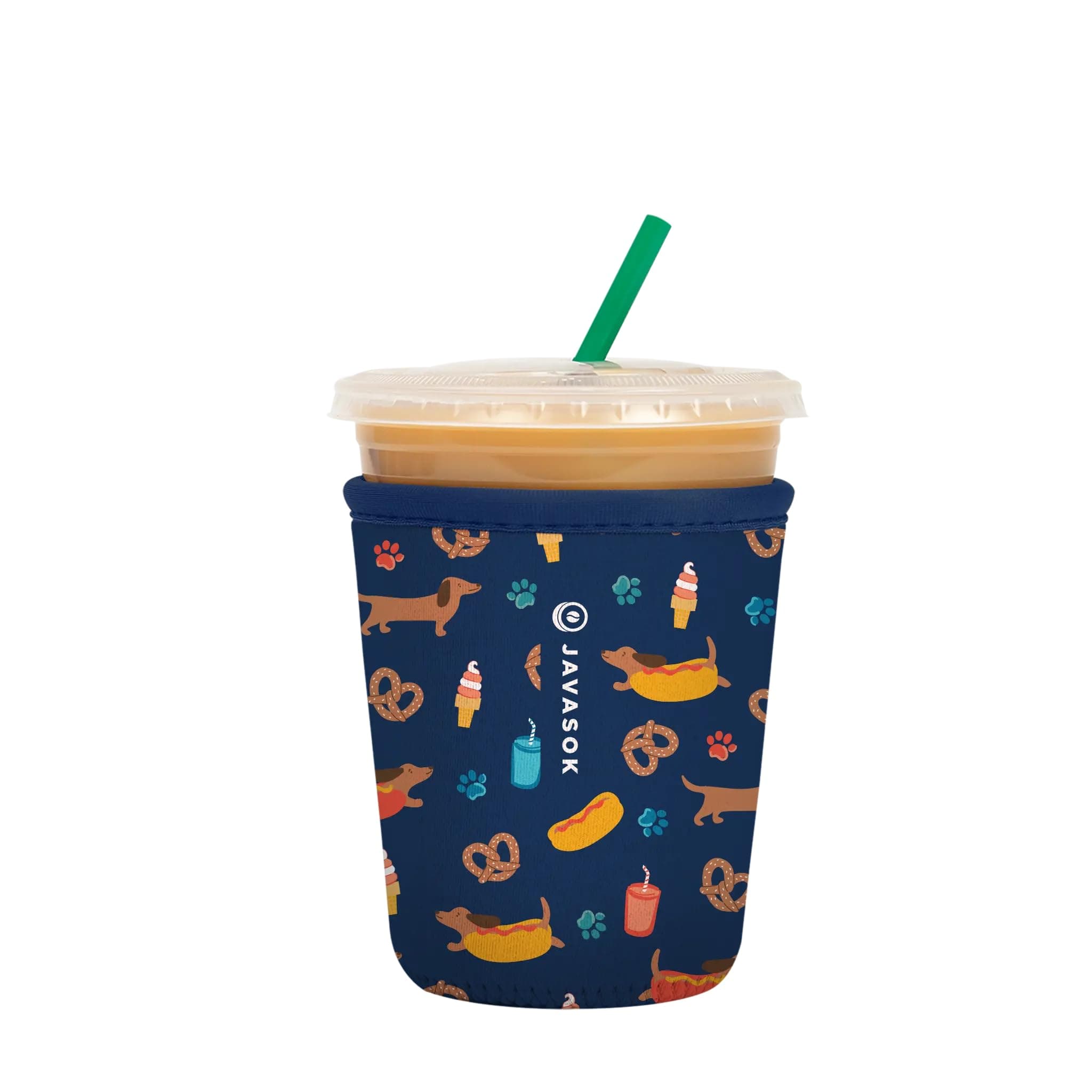 Sok It JavaSok Iced Coffee & Cold Soda Insulated Neoprene Cup Sleeve (Hot Dawgs, Small: 16-20oz)