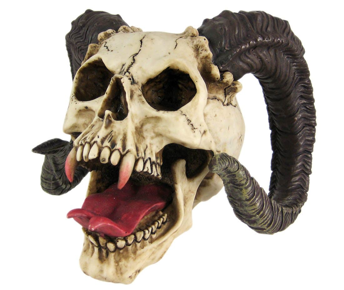 Ram Horned Skull Figurine New