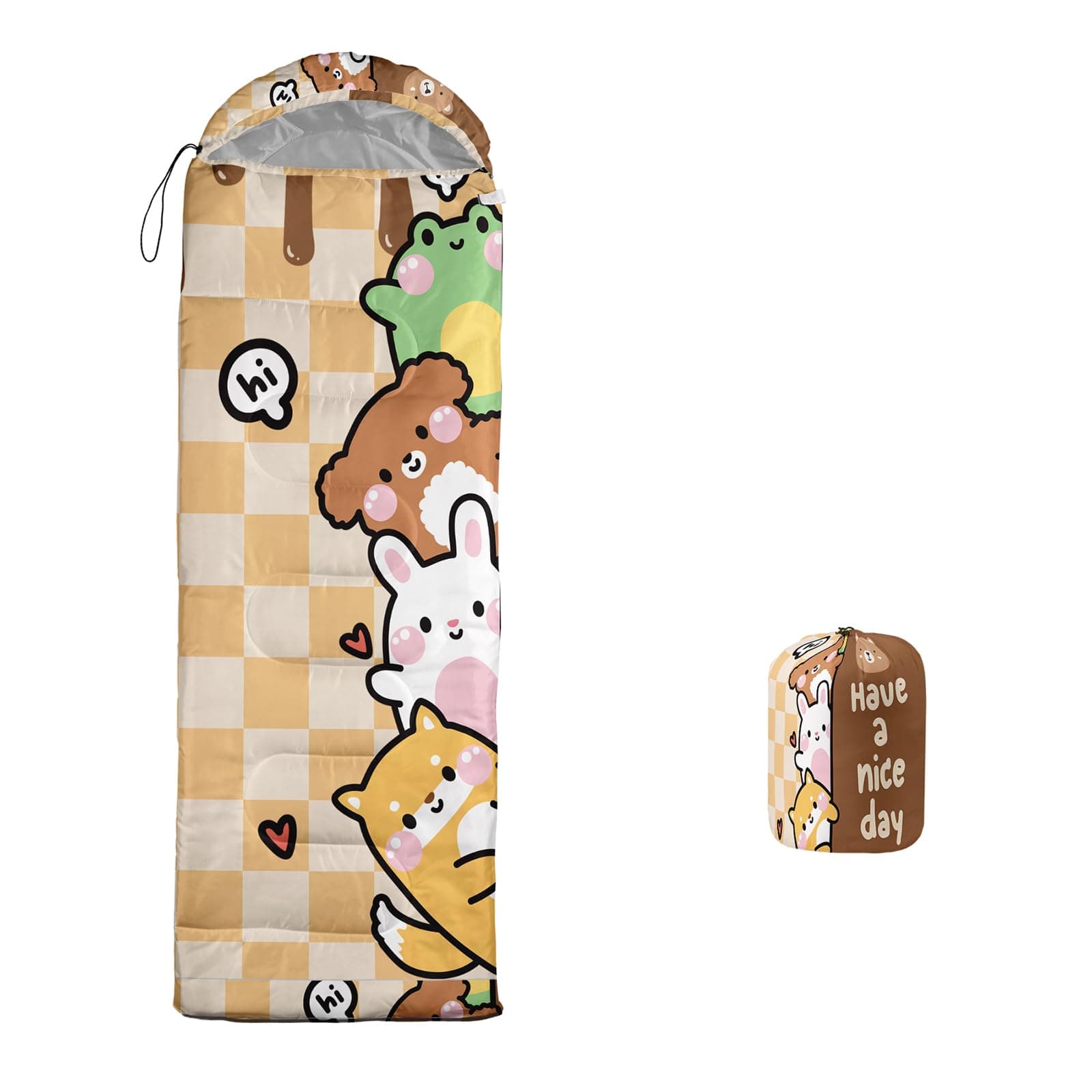 lneffble Animals Sleeping Bag for Kids Camping，Suitable for Children Boys and Girls Portable, Waterproof, Compact and Lightweight, Great for Outdoor Camping, Backpacking and Hiking
