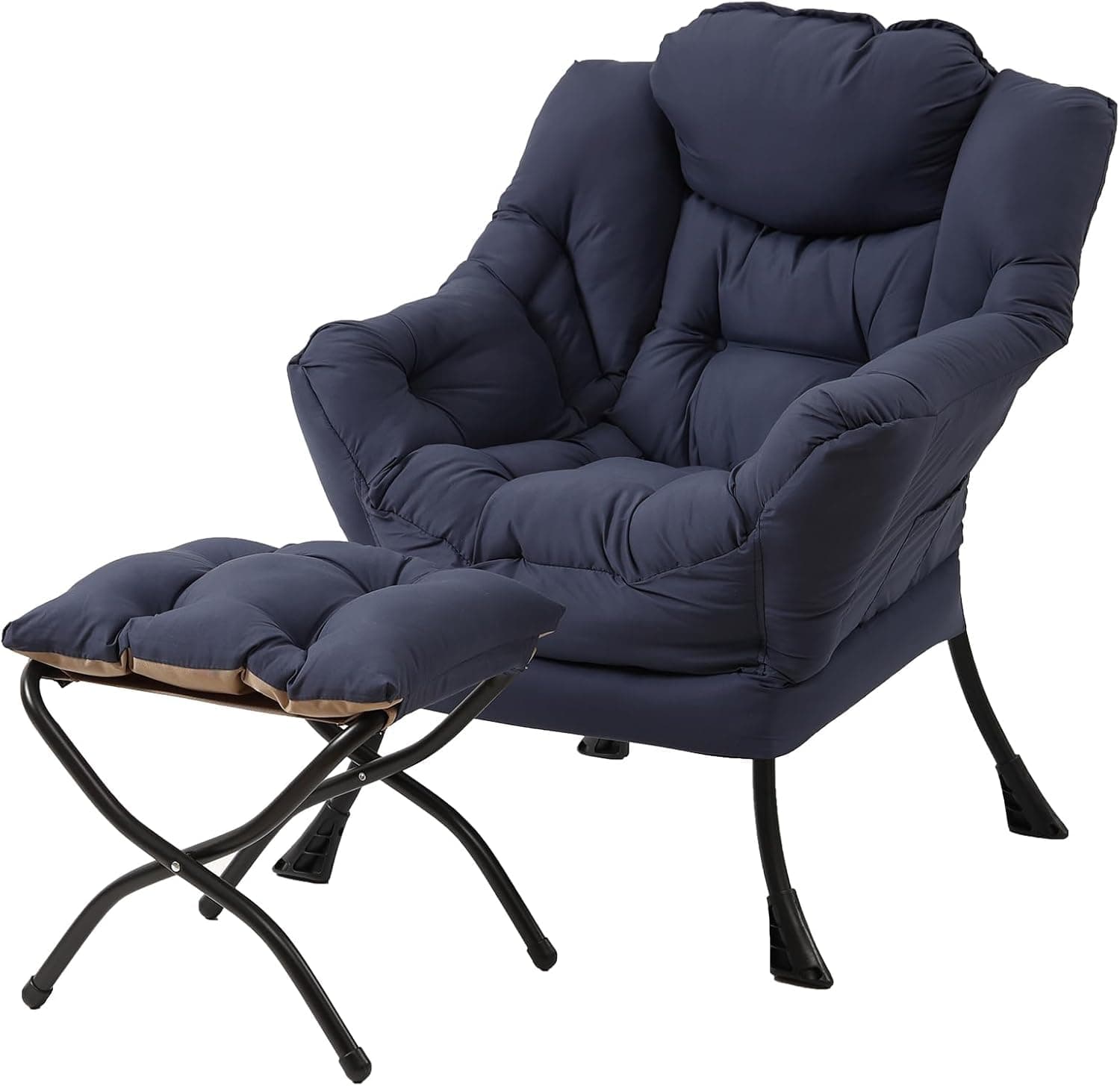 Tiita Lazy Chair with Ottoman, Comfy Reading Accent Chair, Navy