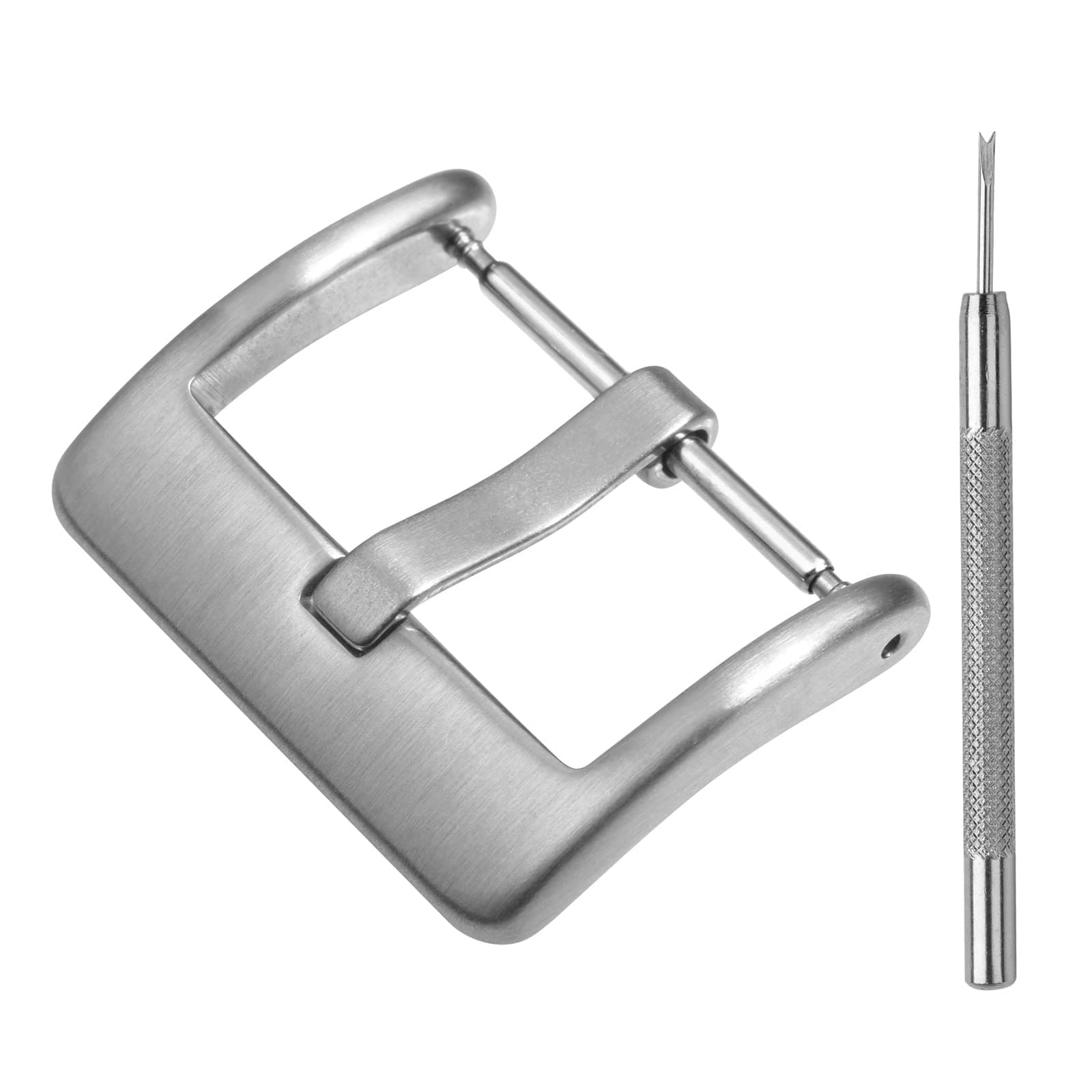 BISONSTRAP Watch Bands Replacement Buckle, Stainless Steel Clasp for Smartwatch Straps-22mm, Brushed Silver